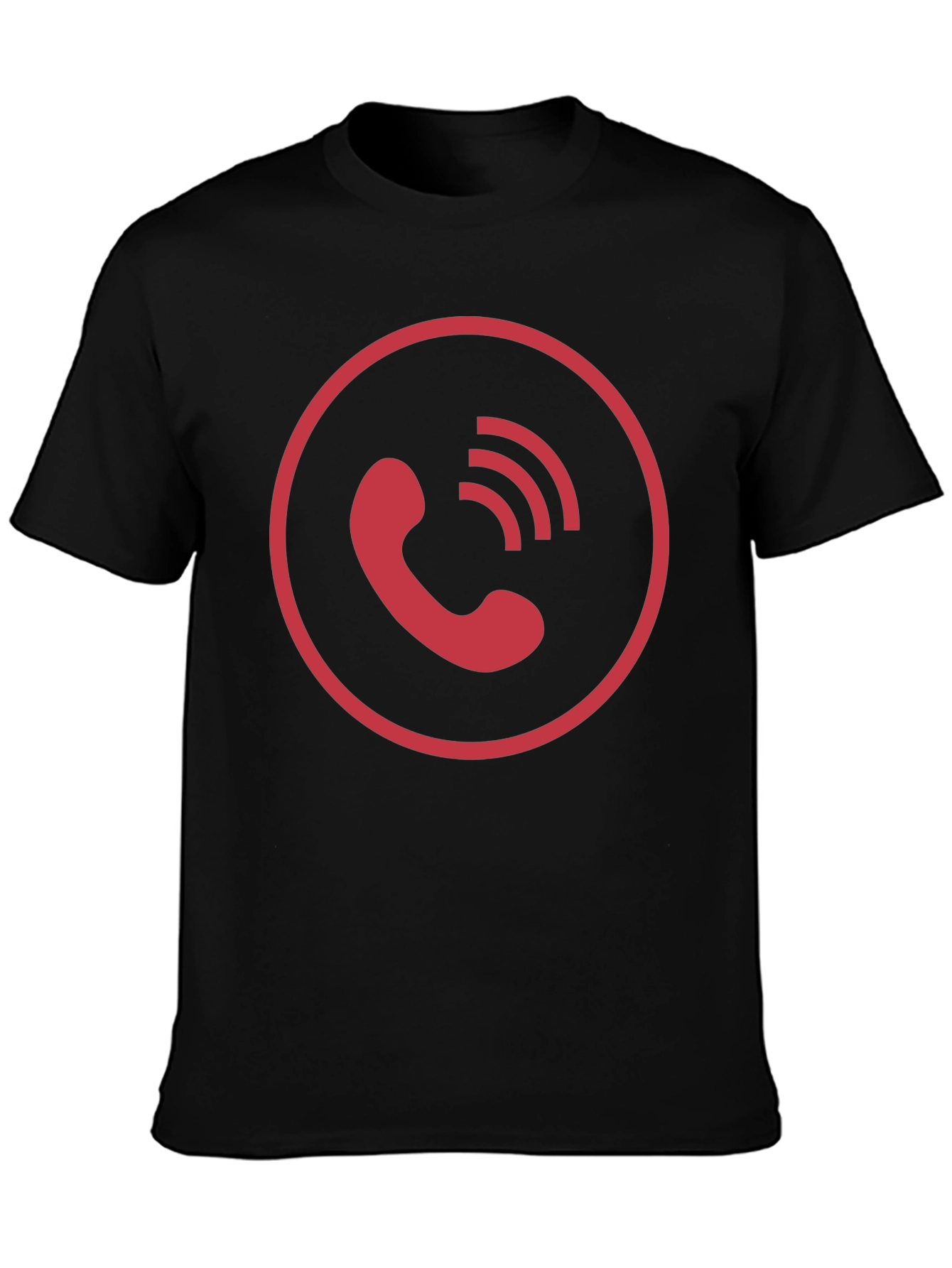 Red Phone Icon Black T-Shirt