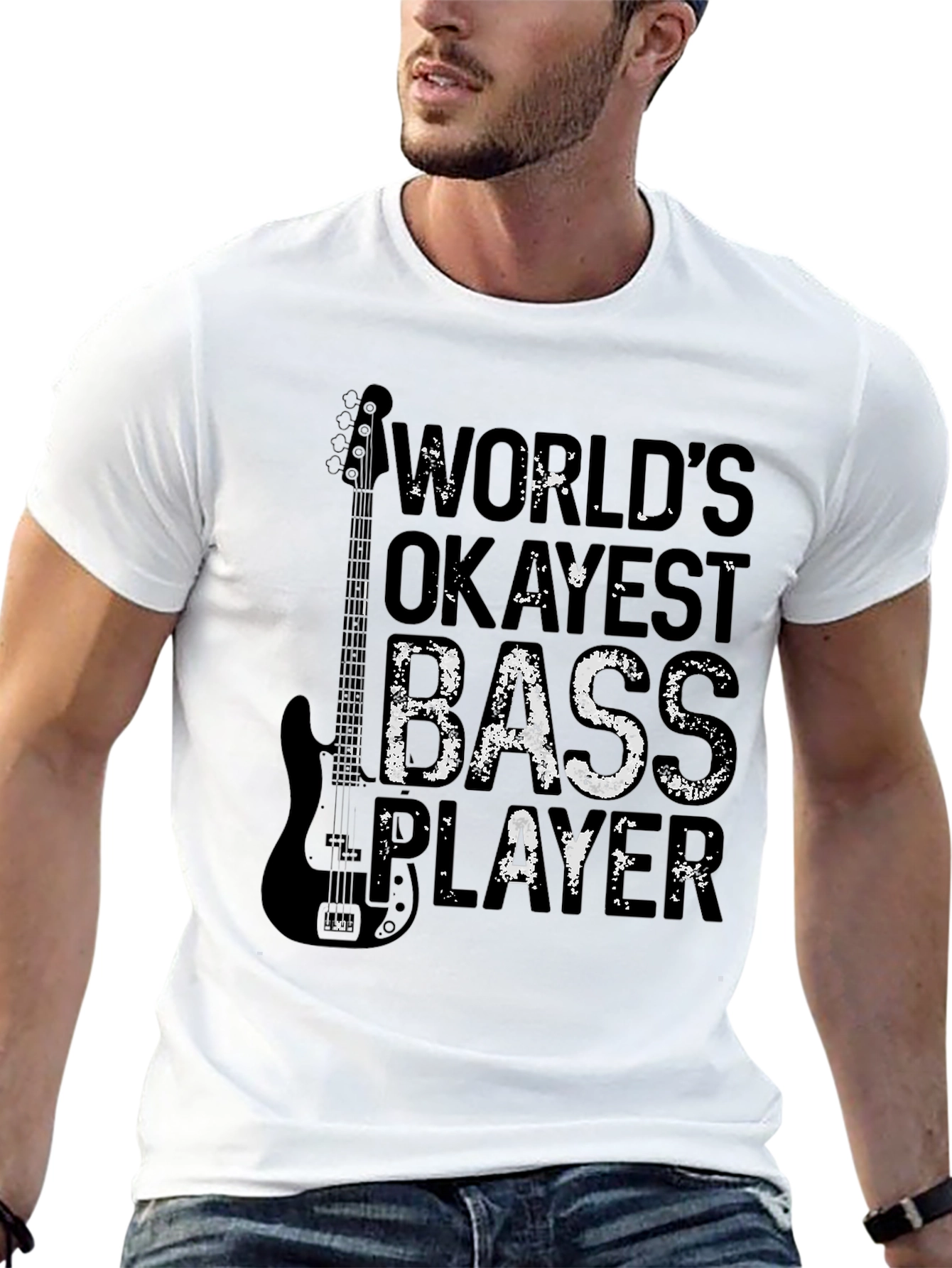 Worlds Okayest Bass Player Black T-Shirt