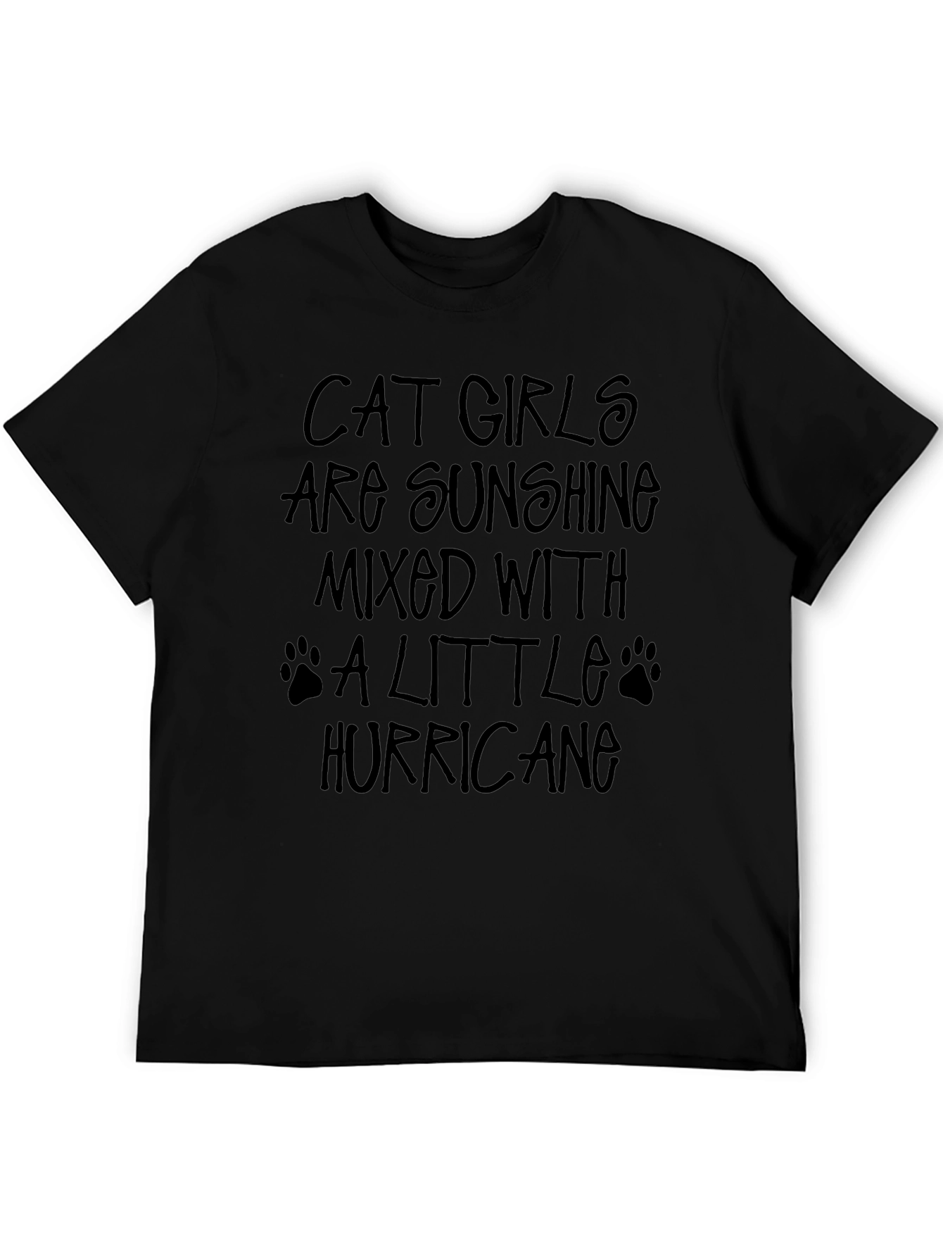 Cat Girls Hurricane Black Graphic T-Shirt