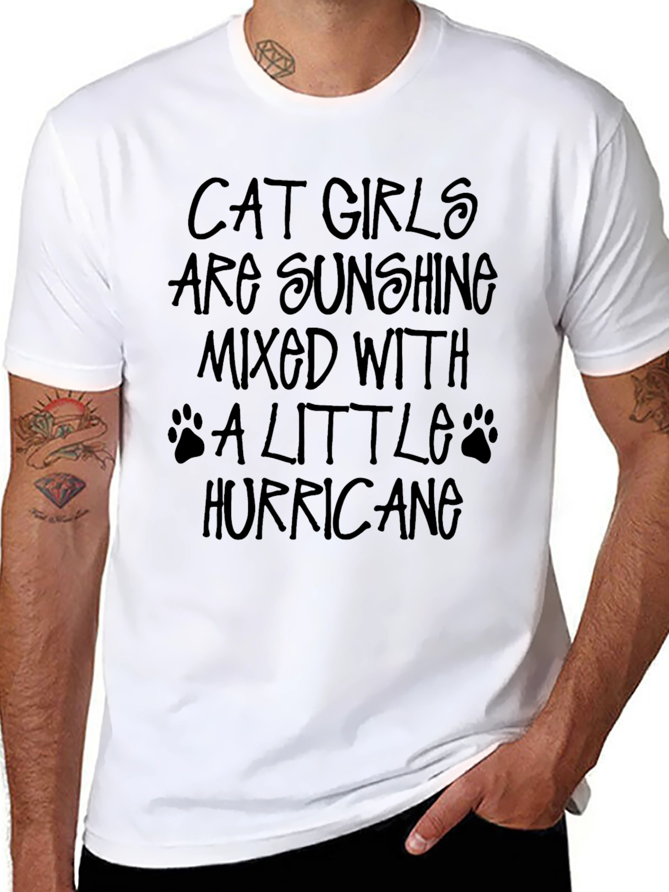 Cat Girls Hurricane Black Graphic T-Shirt