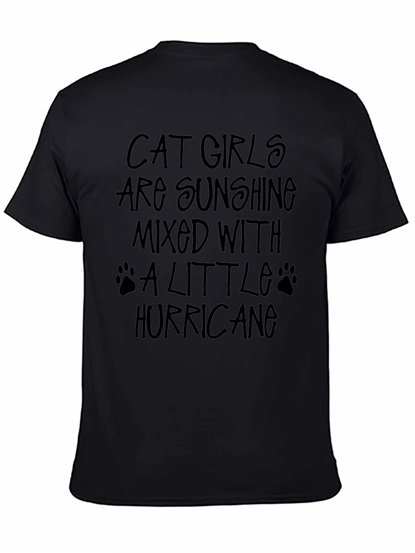 Cat Girls Hurricane Black Graphic T-Shirt