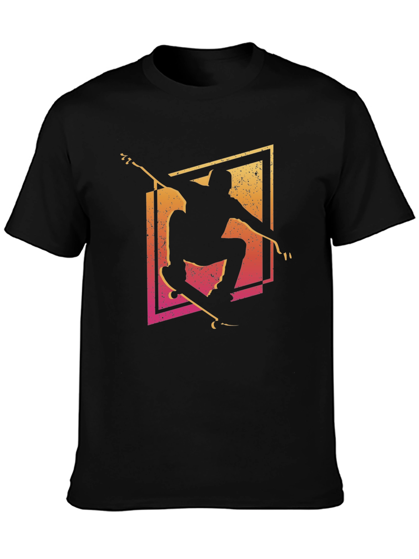 Skateboarder Graphic Tee - Black Cotton T-Shirt
