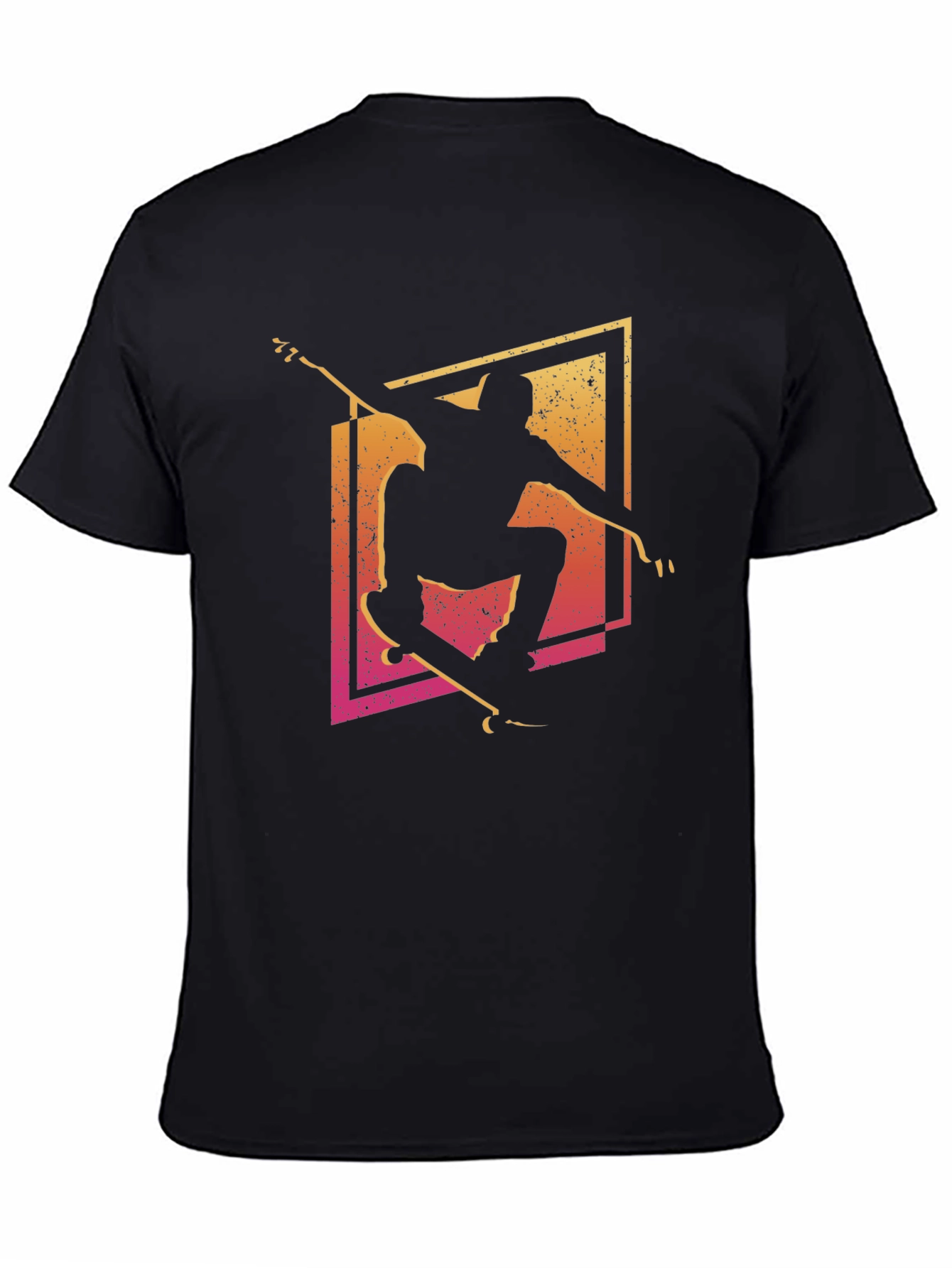 Skateboarder Graphic Tee - Black Cotton T-Shirt