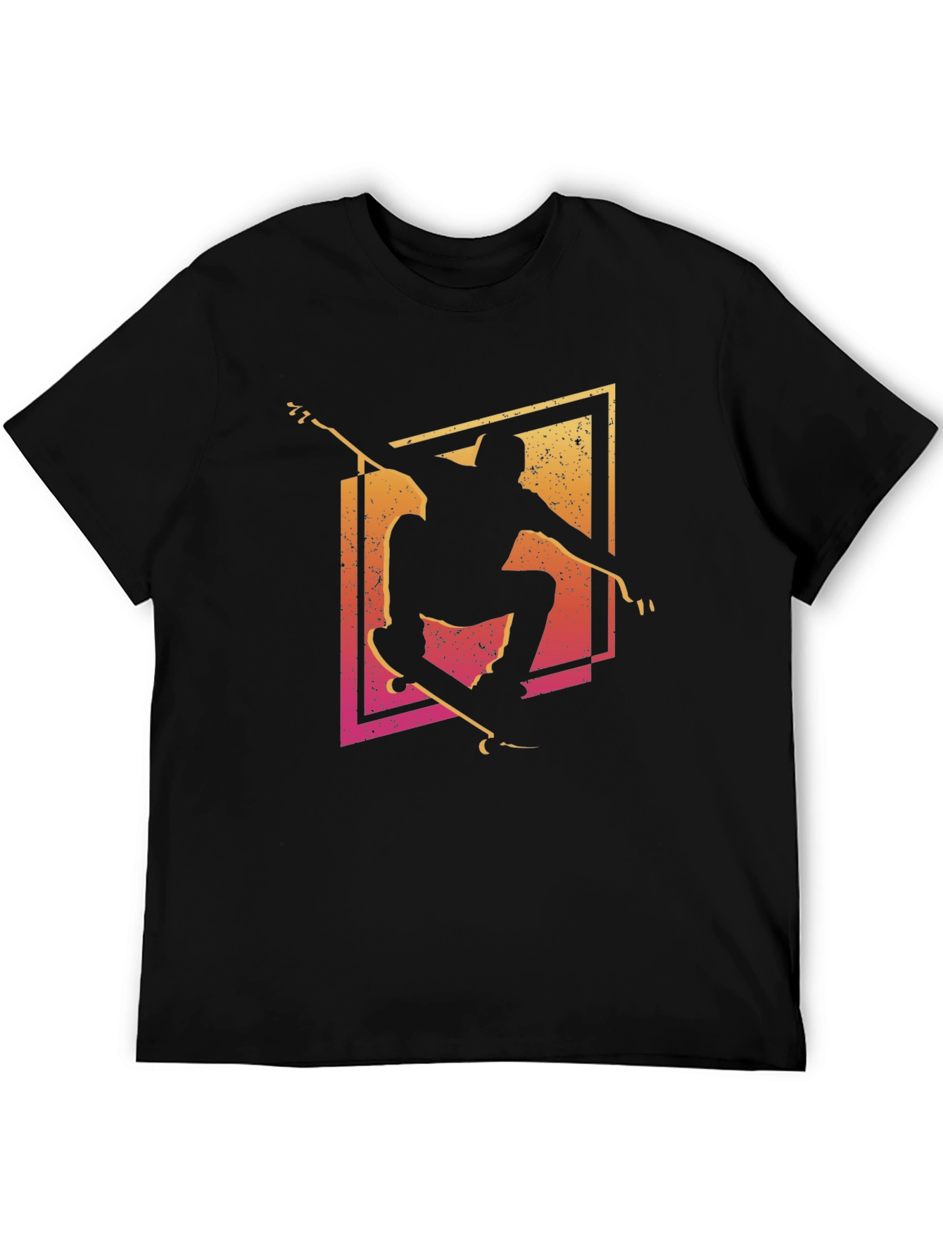 Skateboarder Graphic Tee - Black Cotton T-Shirt