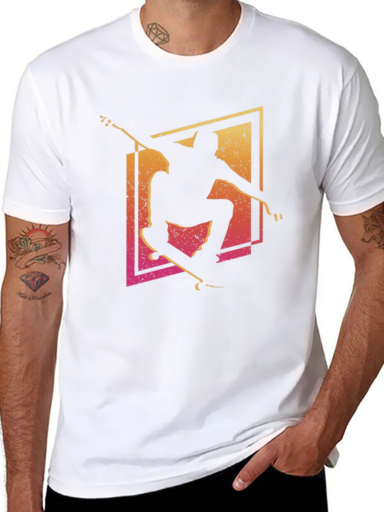 Skateboarder Graphic Tee - Black Cotton T-Shirt