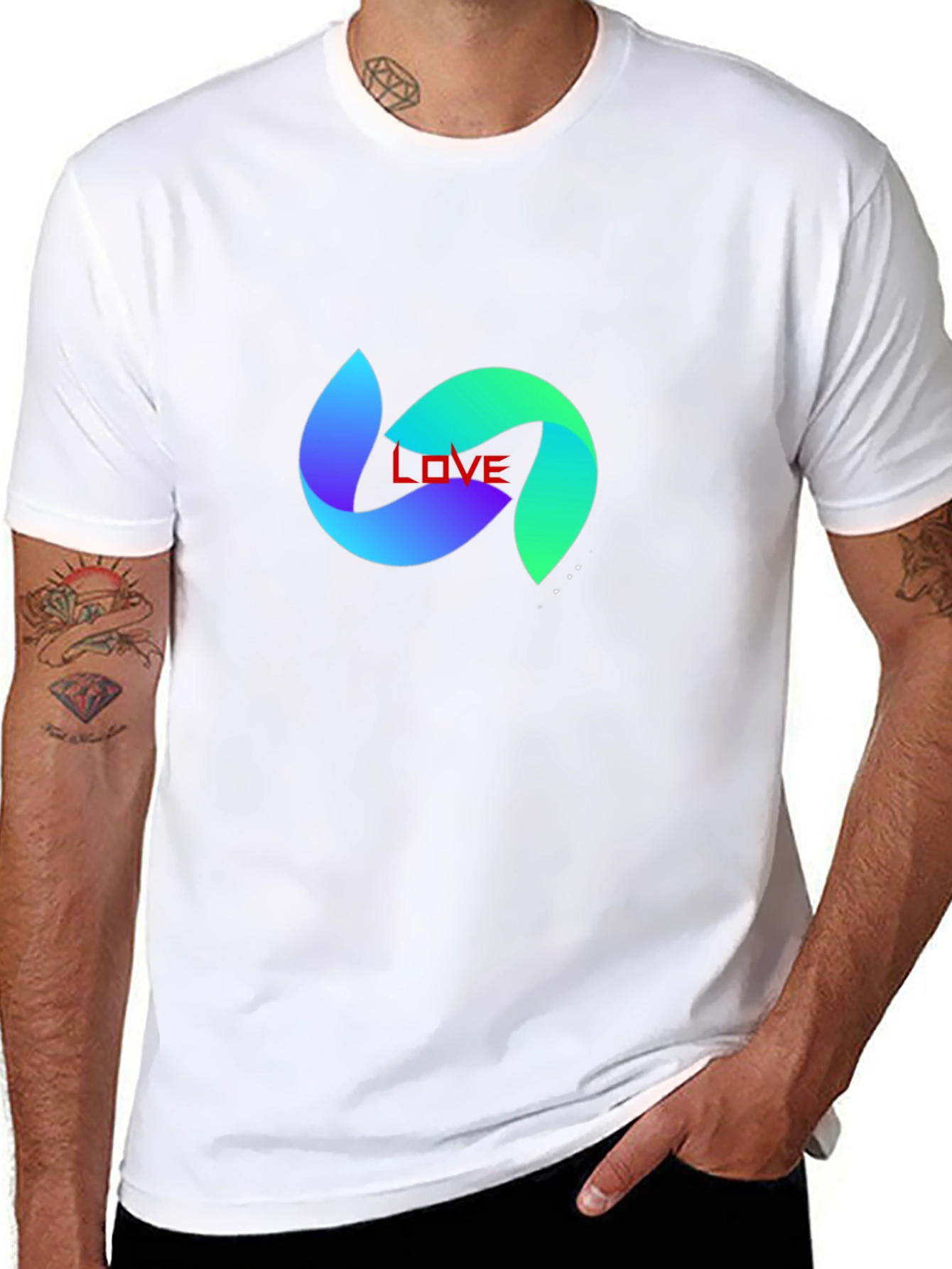 Love Abstract Graphic Print Black T-Shirt