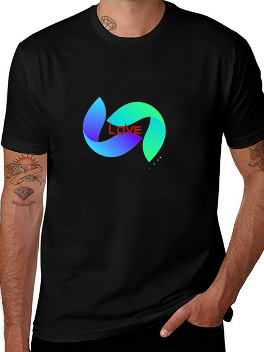 Love Abstract Graphic Print Black T-Shirt