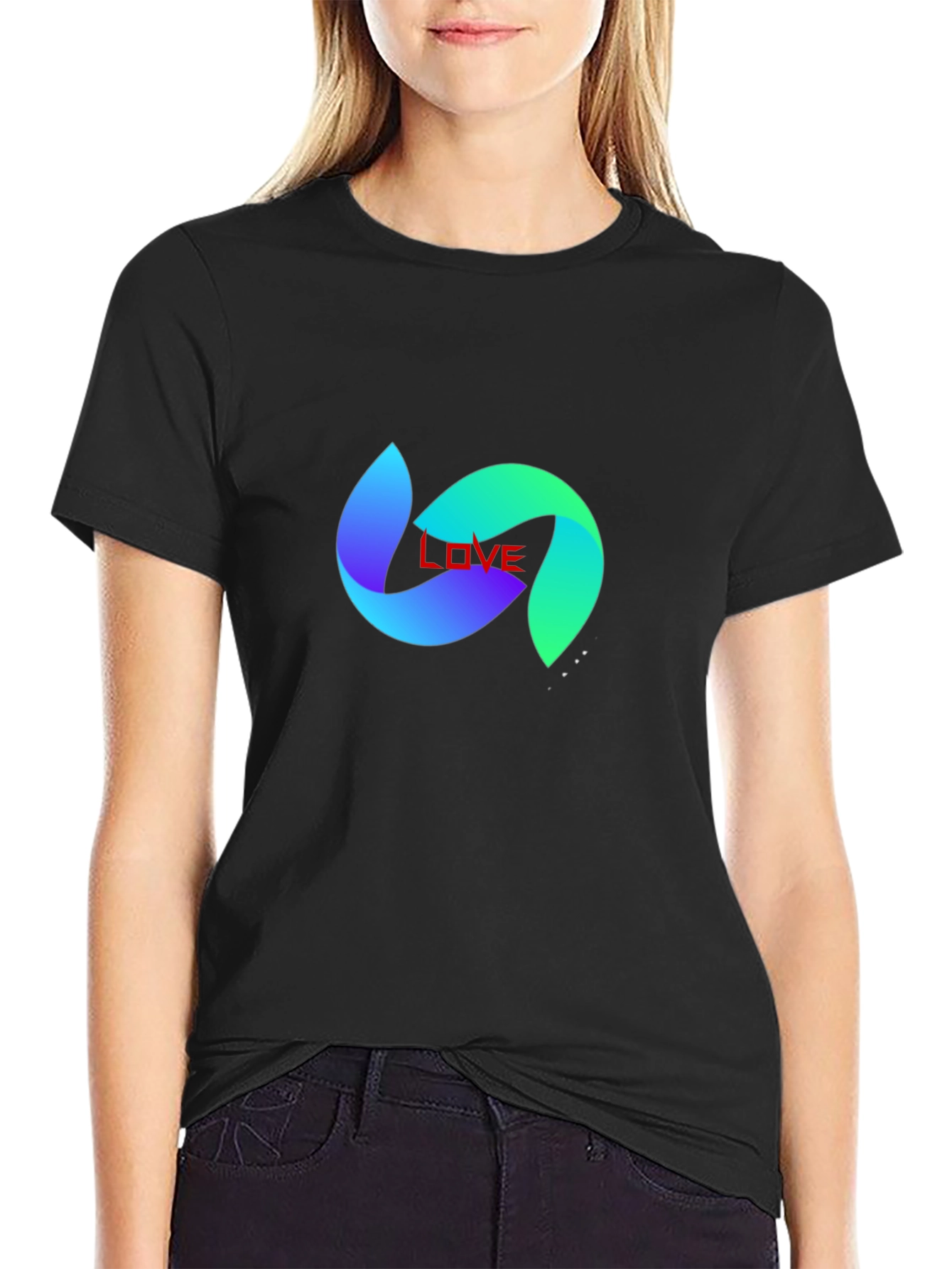 Love Abstract Graphic Print Black T-Shirt