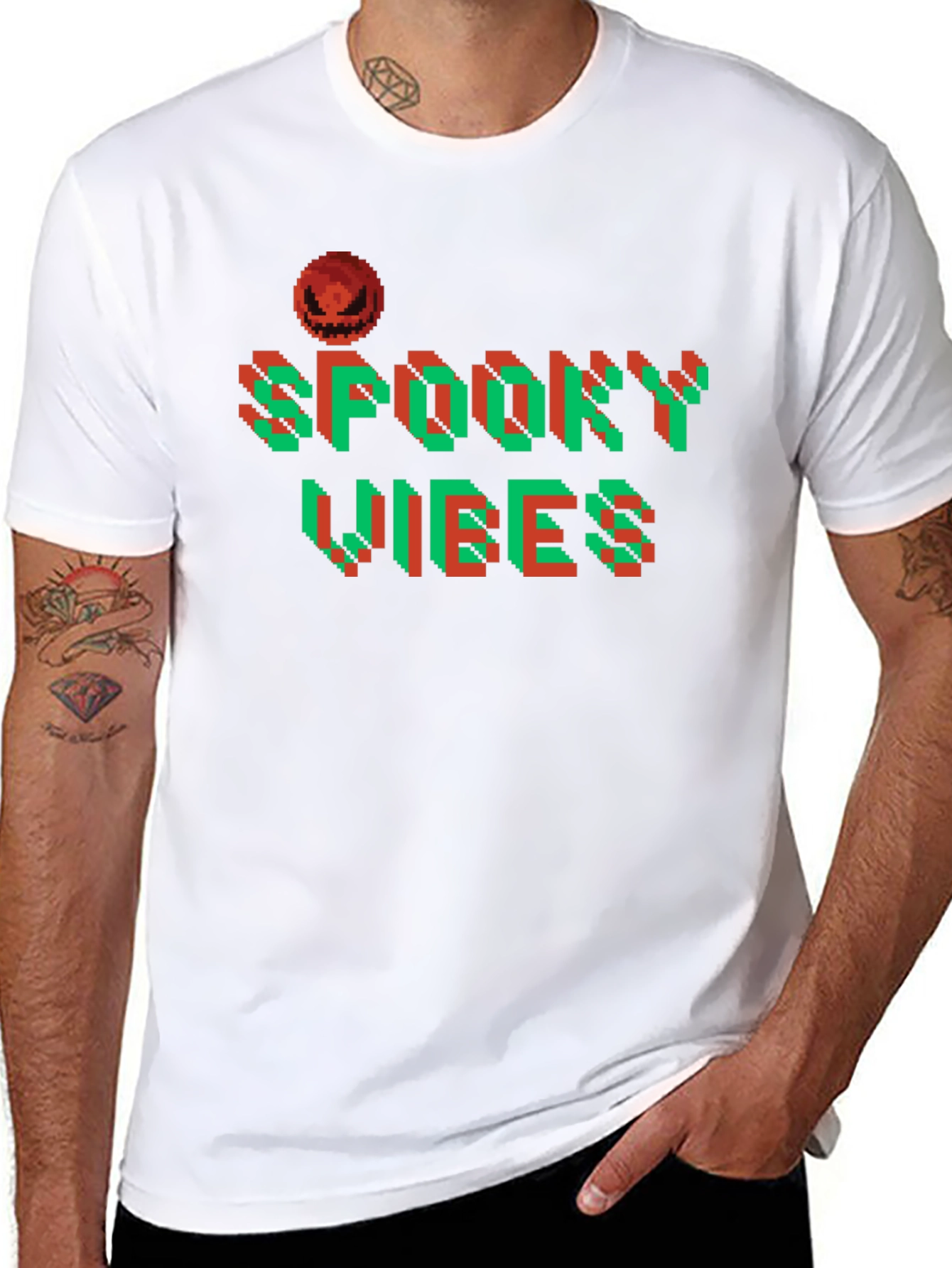 Spooky Vibes Halloween Pixel Art T-Shirt
