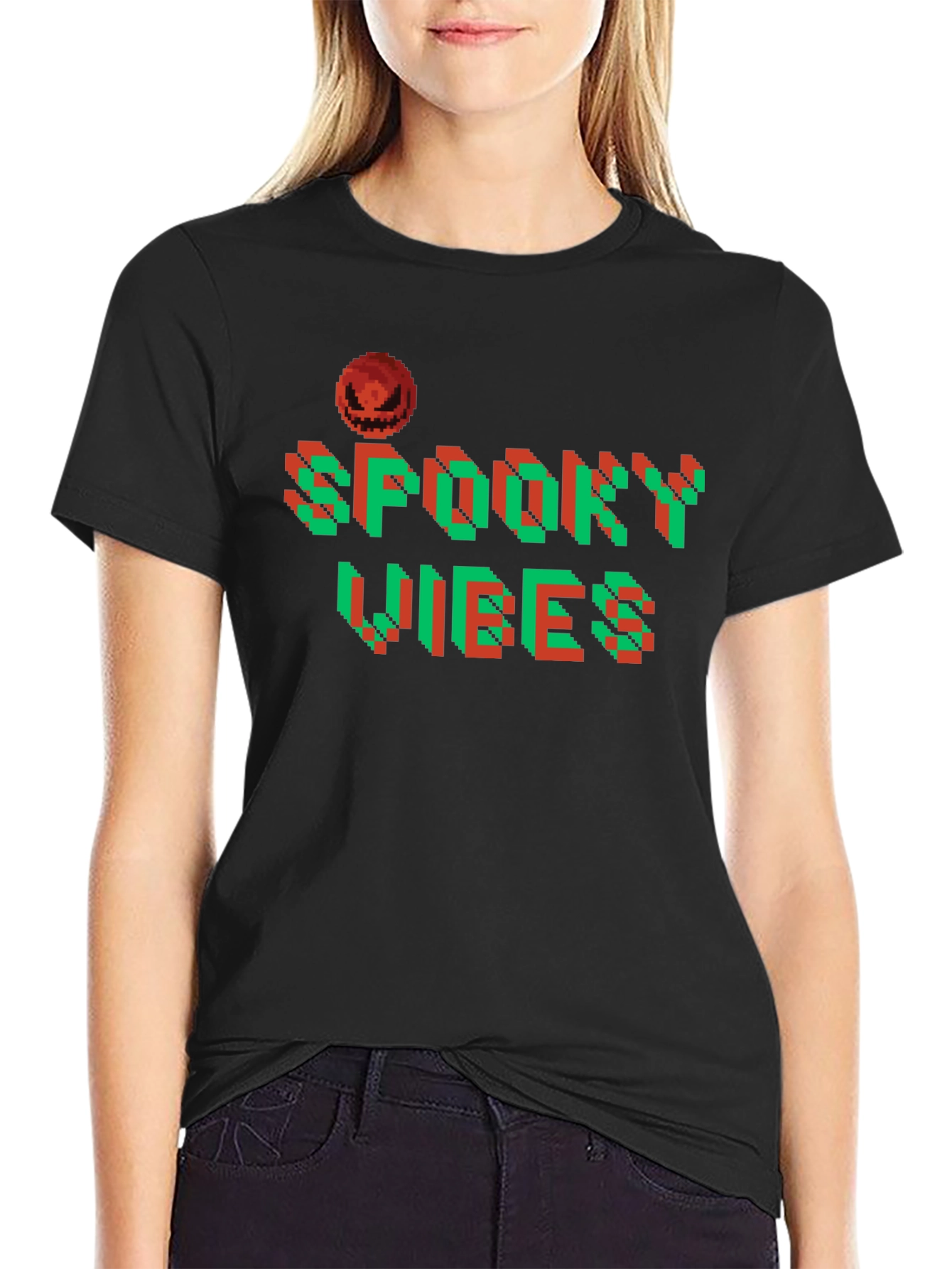 Spooky Vibes Halloween Pixel Art T-Shirt