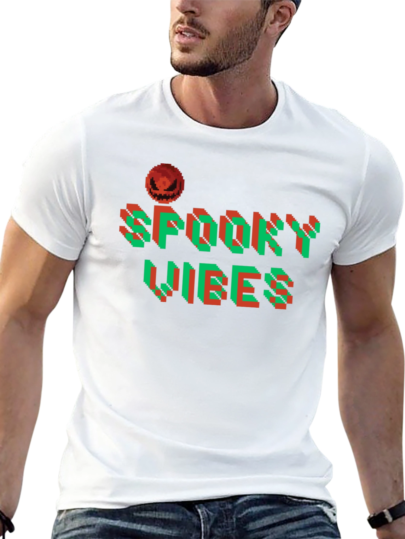 Spooky Vibes Halloween Pixel Art T-Shirt