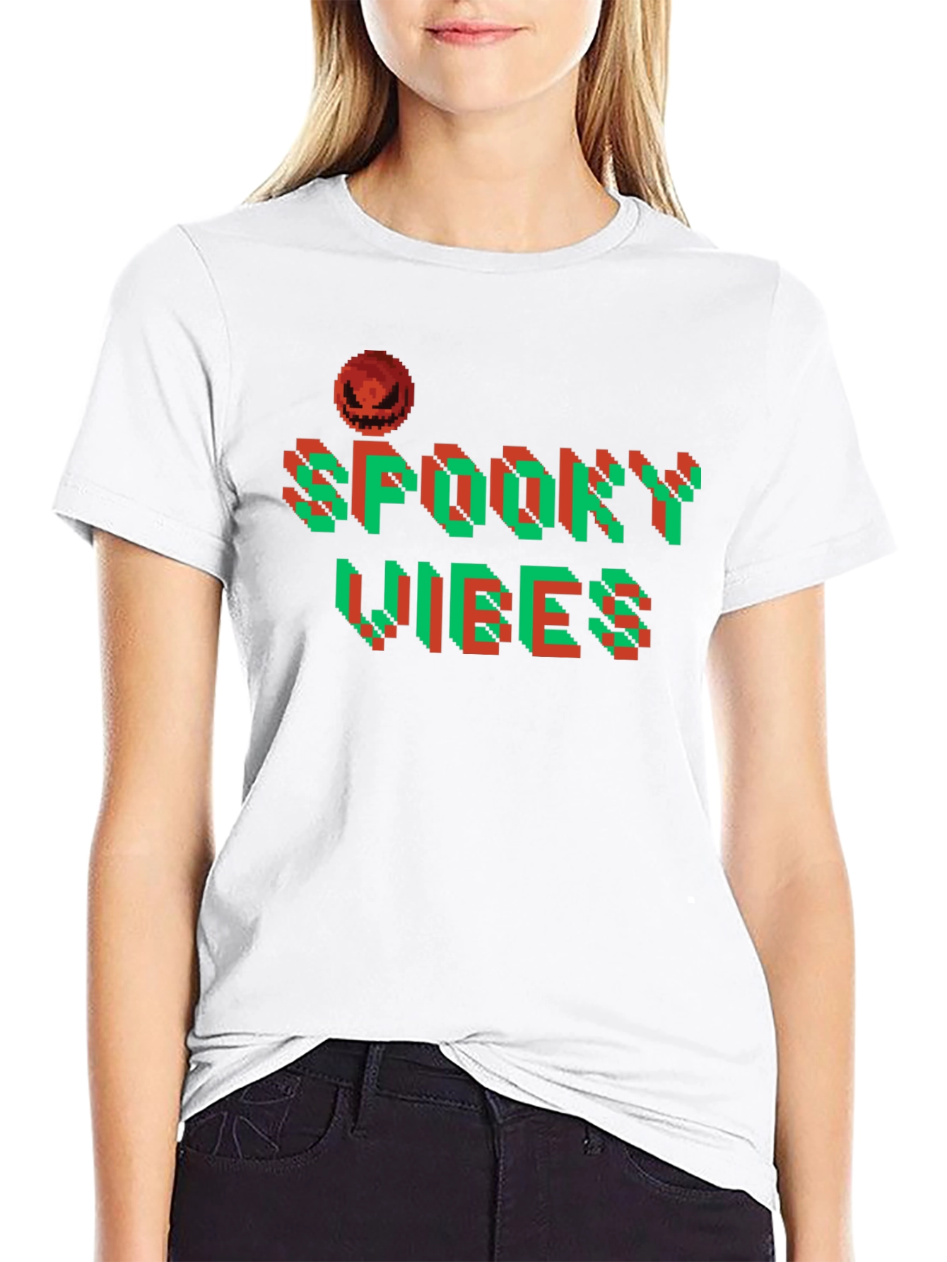 Spooky Vibes Halloween Pixel Art T-Shirt
