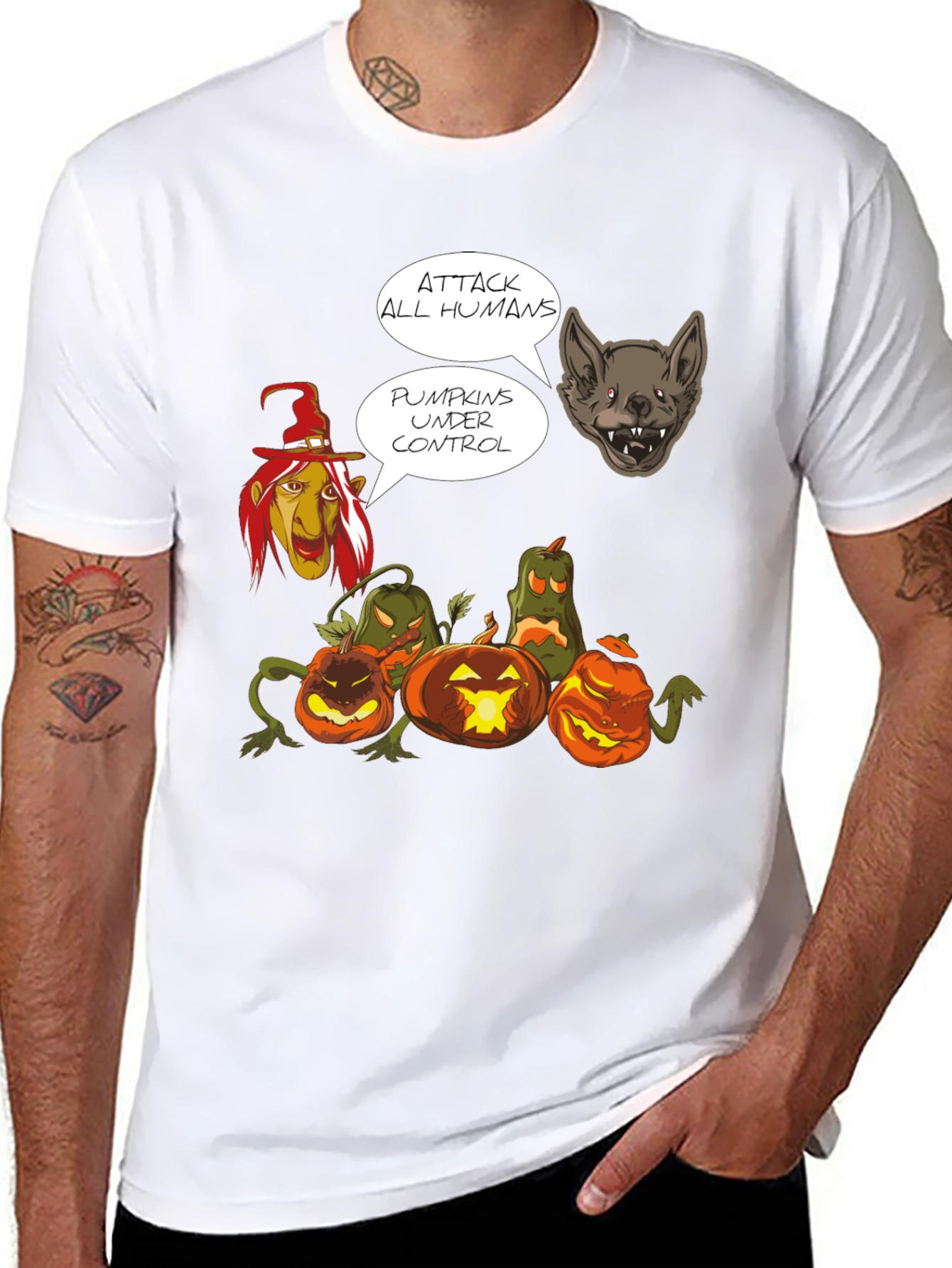 Halloween Pumpkin T-Shirt - Attack All Humans