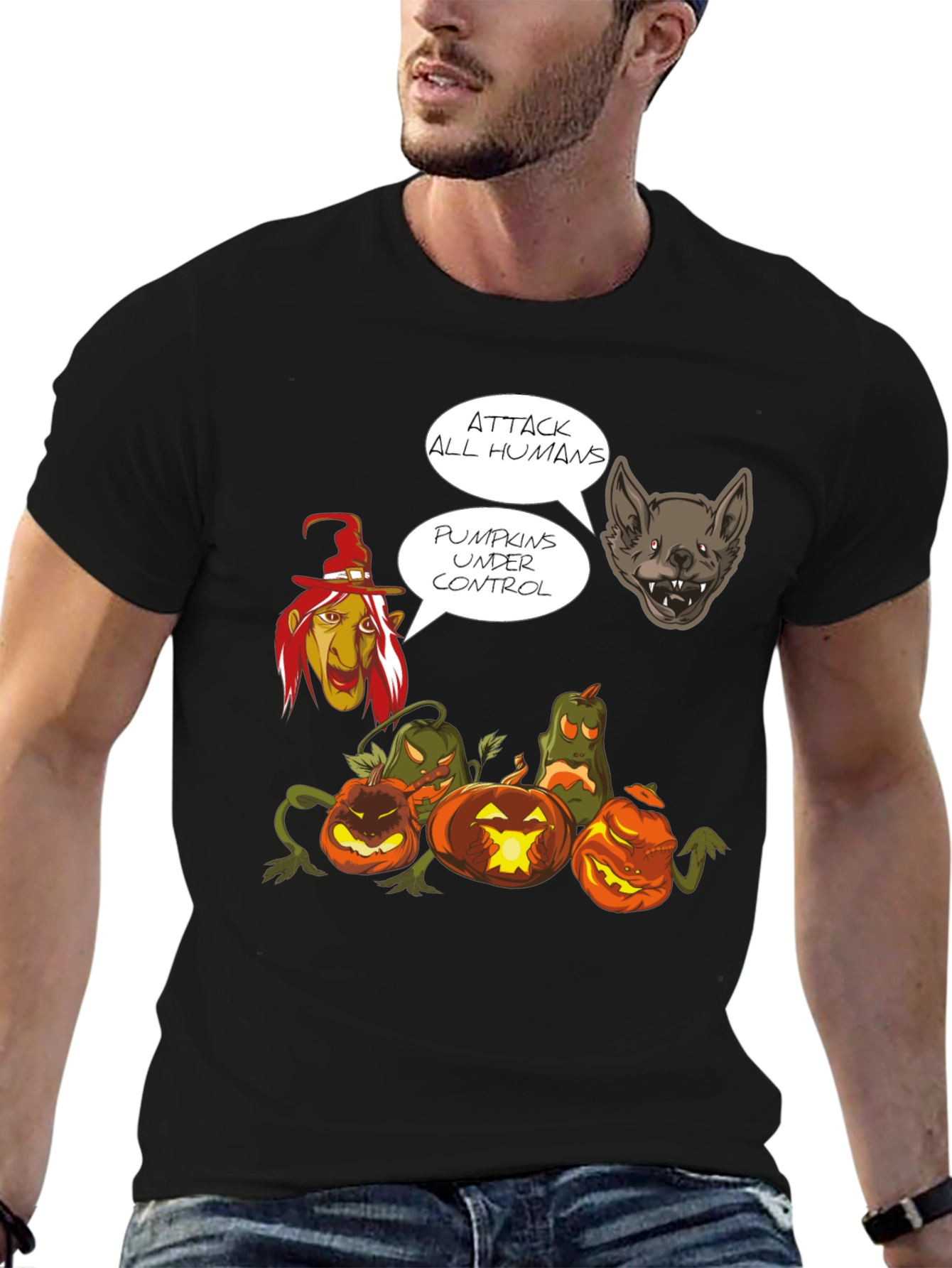 Halloween Pumpkin T-Shirt - Attack All Humans