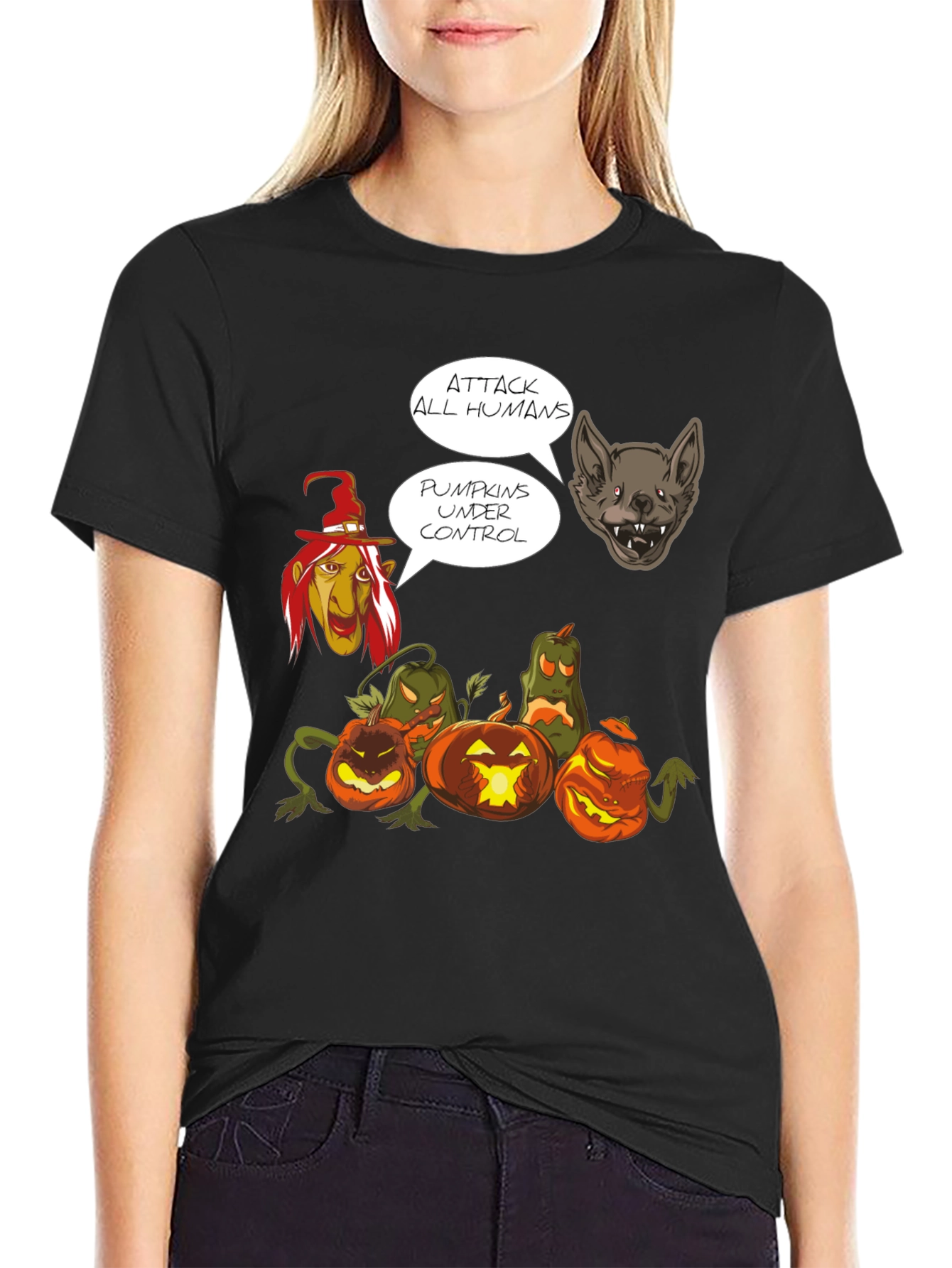 Halloween Pumpkin T-Shirt - Attack All Humans