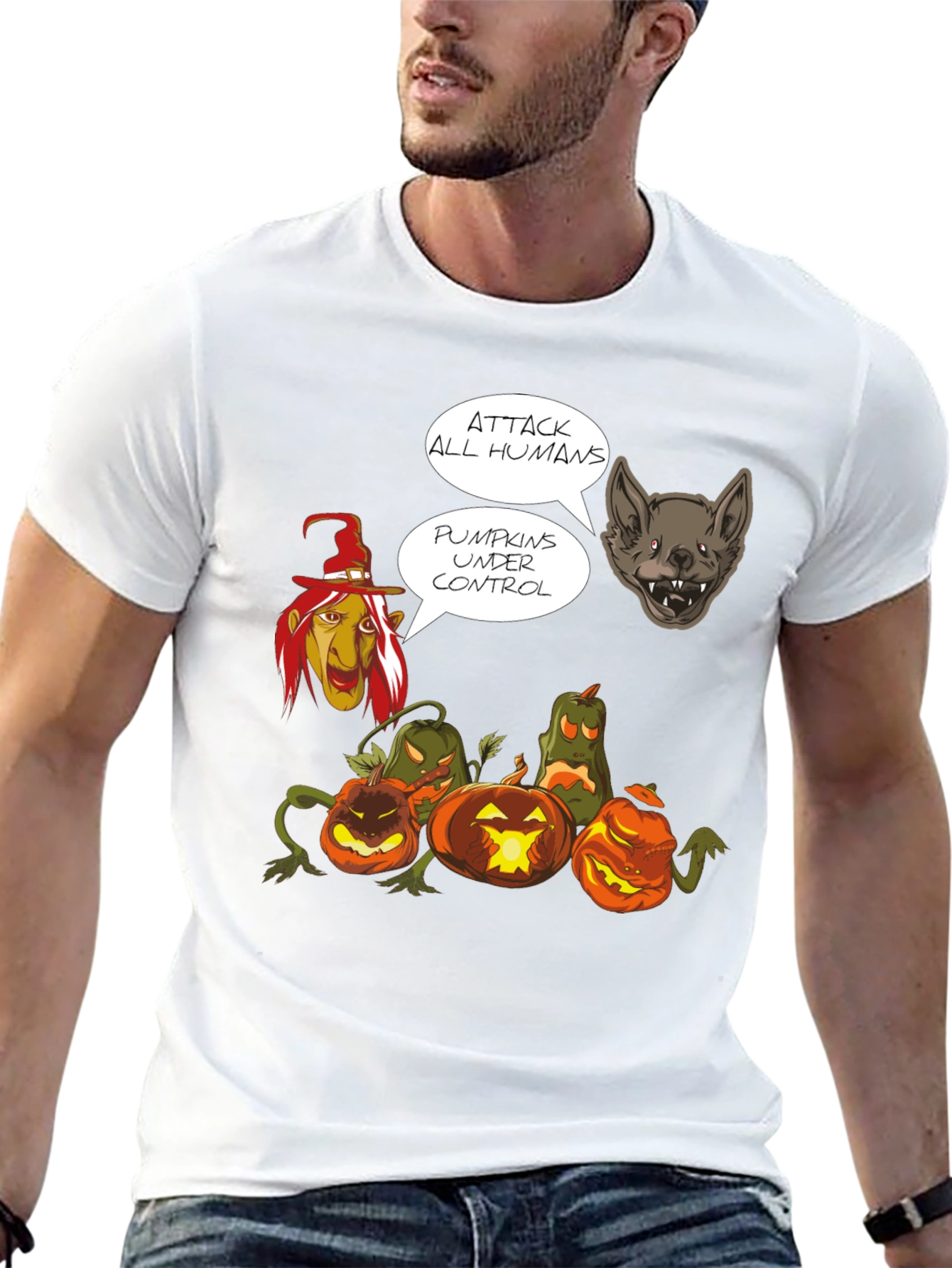 Halloween Pumpkin T-Shirt - Attack All Humans