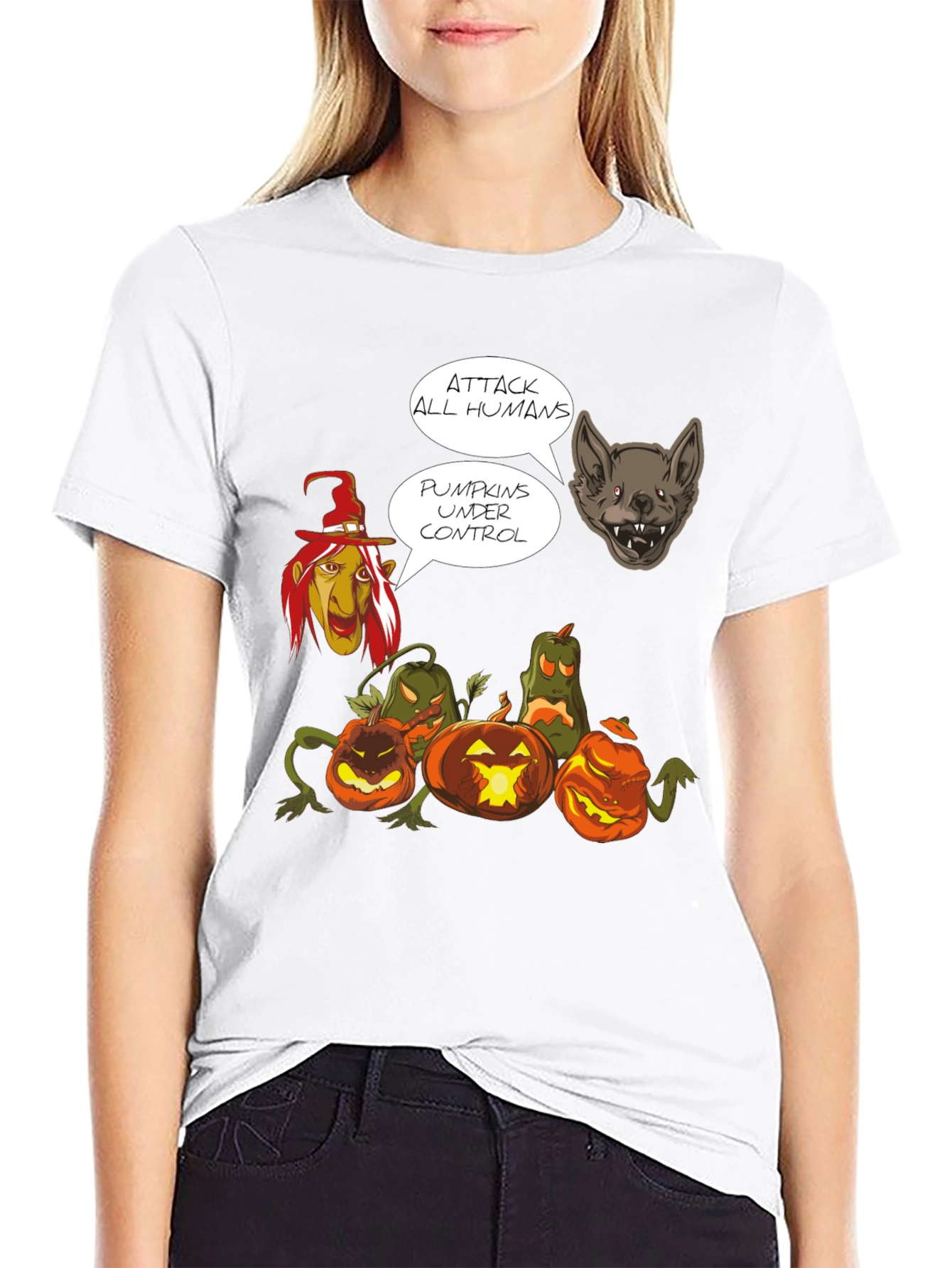 Halloween Pumpkin T-Shirt - Attack All Humans
