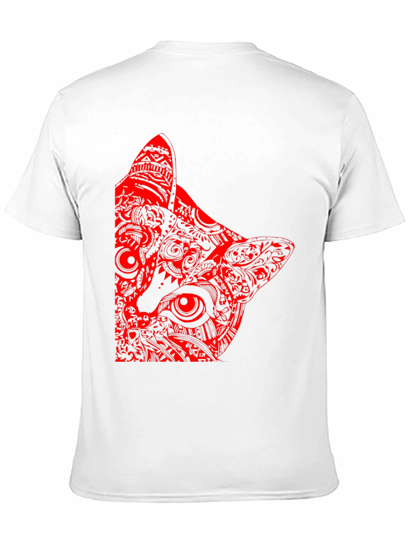 Red Cat Graphic Print Black T-Shirt