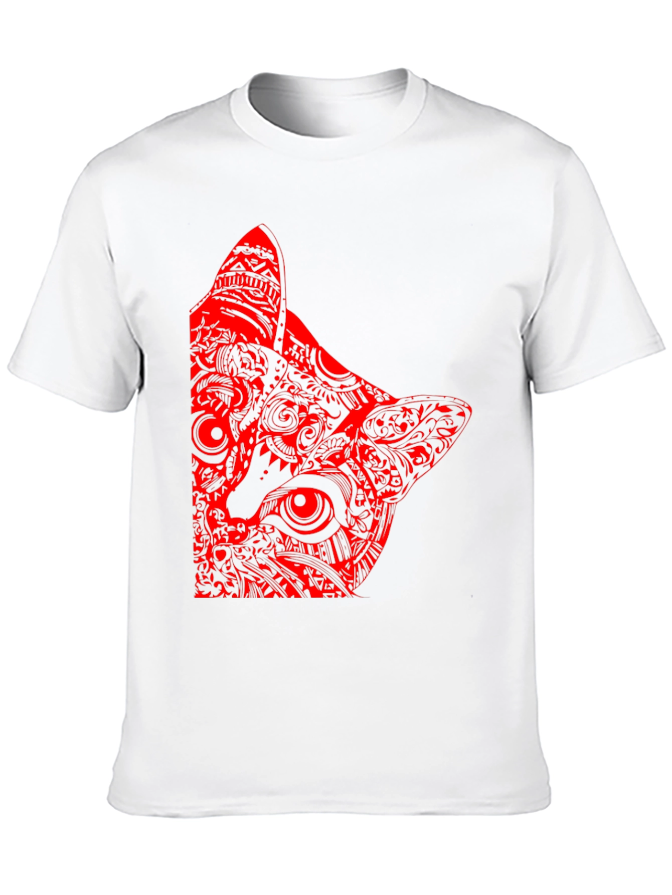 Red Cat Graphic Print Black T-Shirt