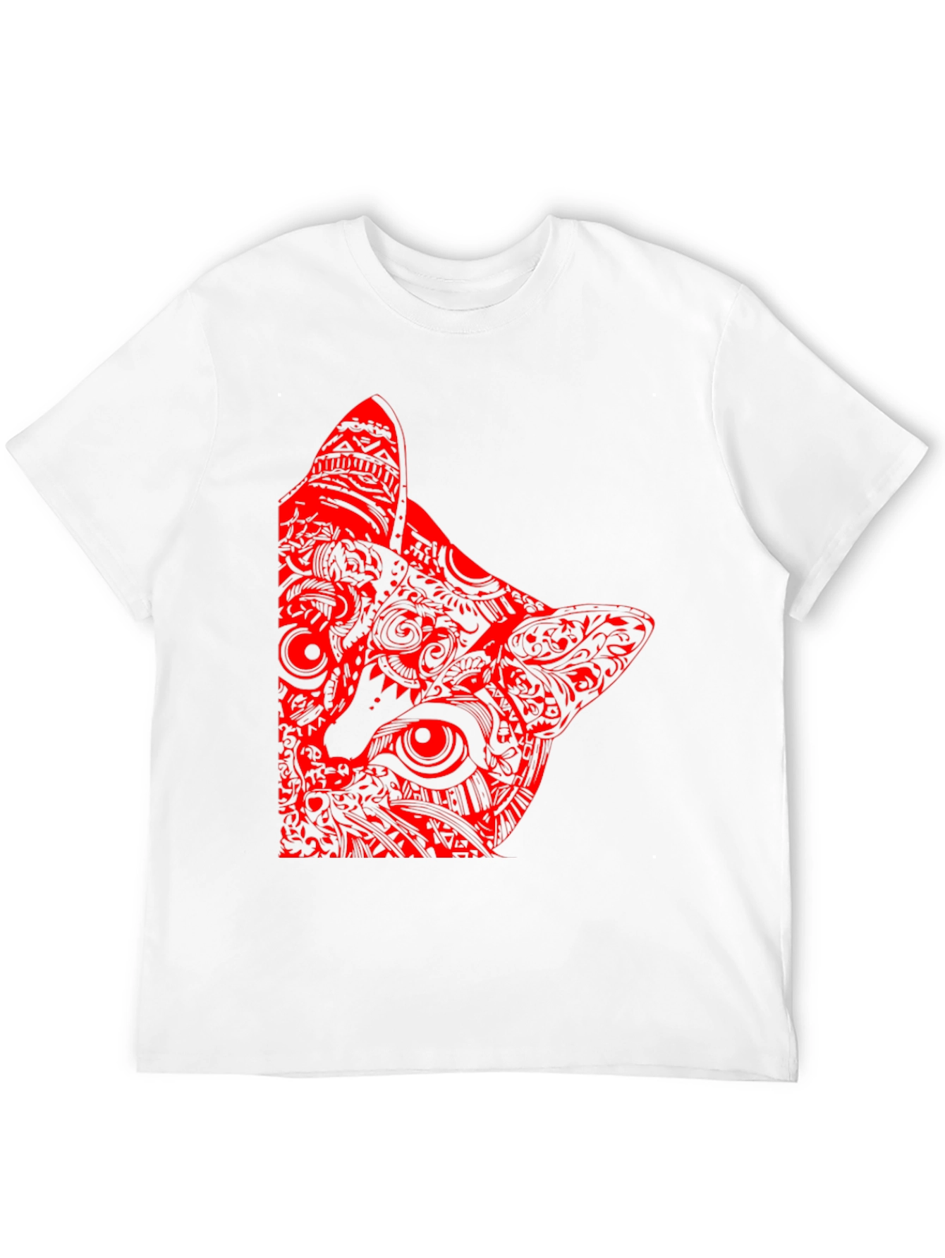 Red Cat Graphic Print Black T-Shirt