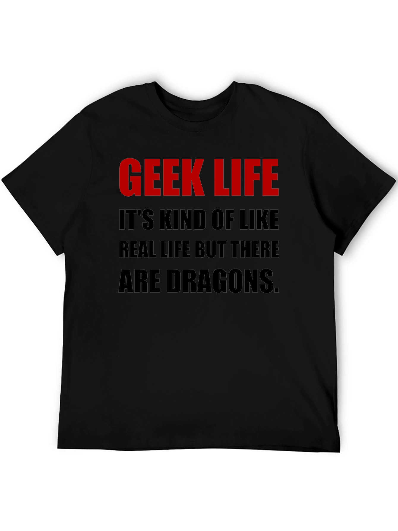 Geek Life Dragon Graphic Tee - Black