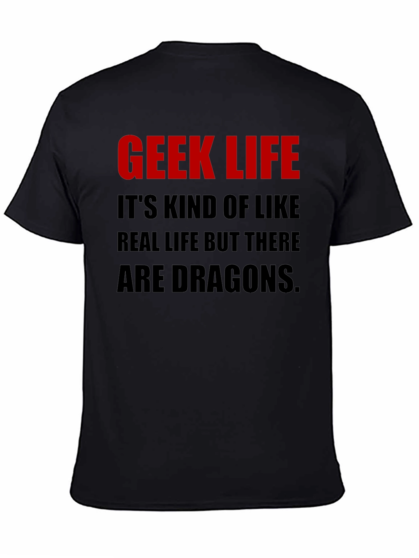 Geek Life Dragon Graphic Tee - Black