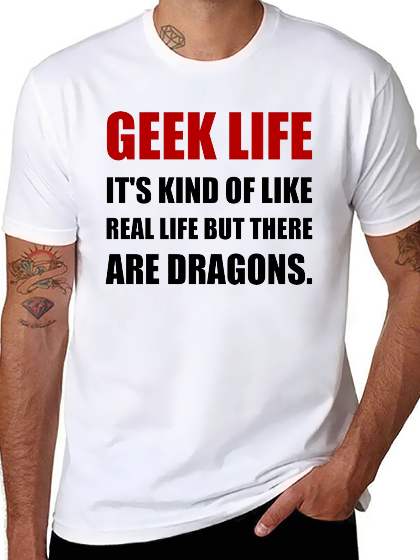 Geek Life Dragon Graphic Tee - Black