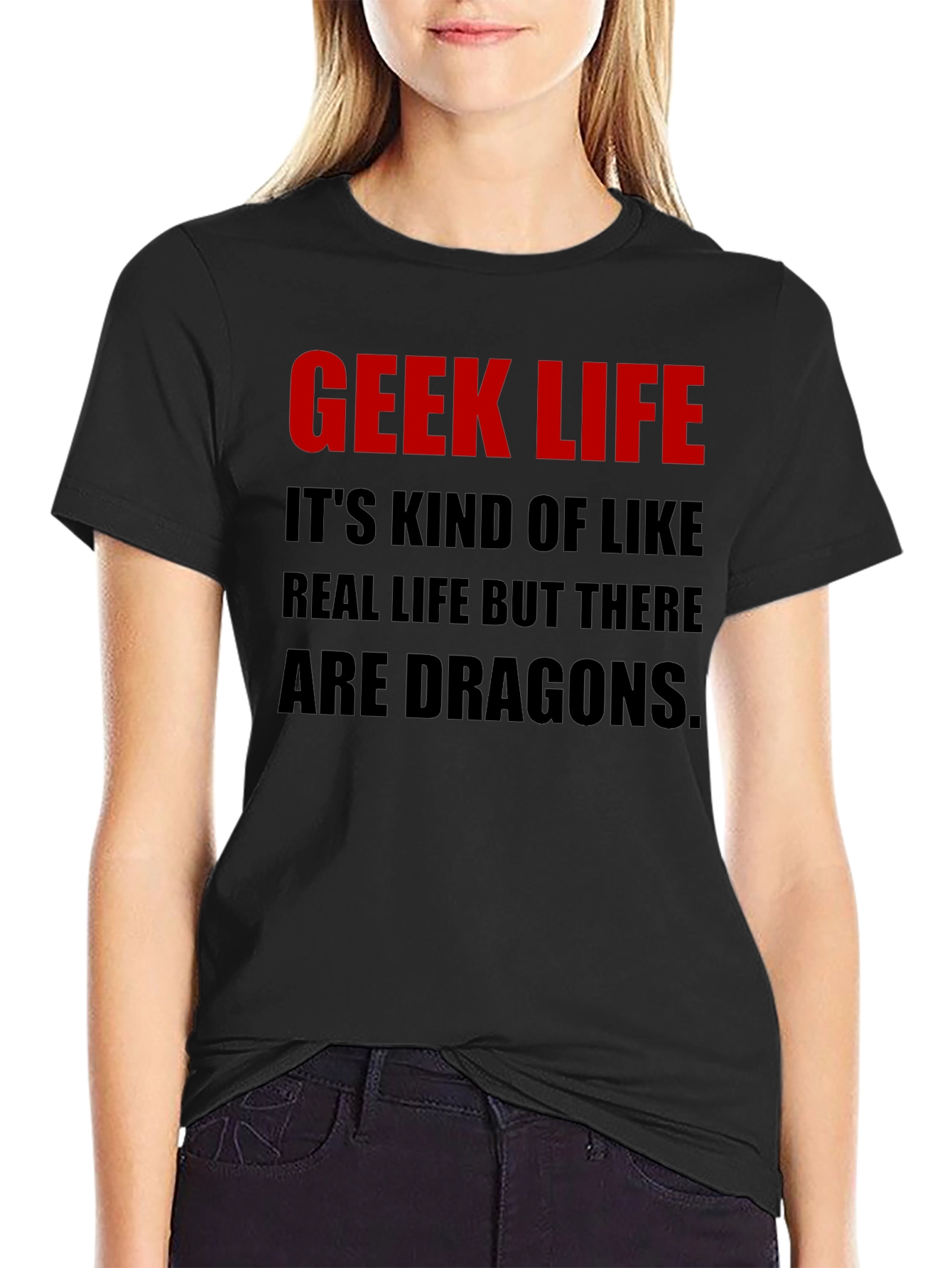 Geek Life Dragon Graphic Tee - Black