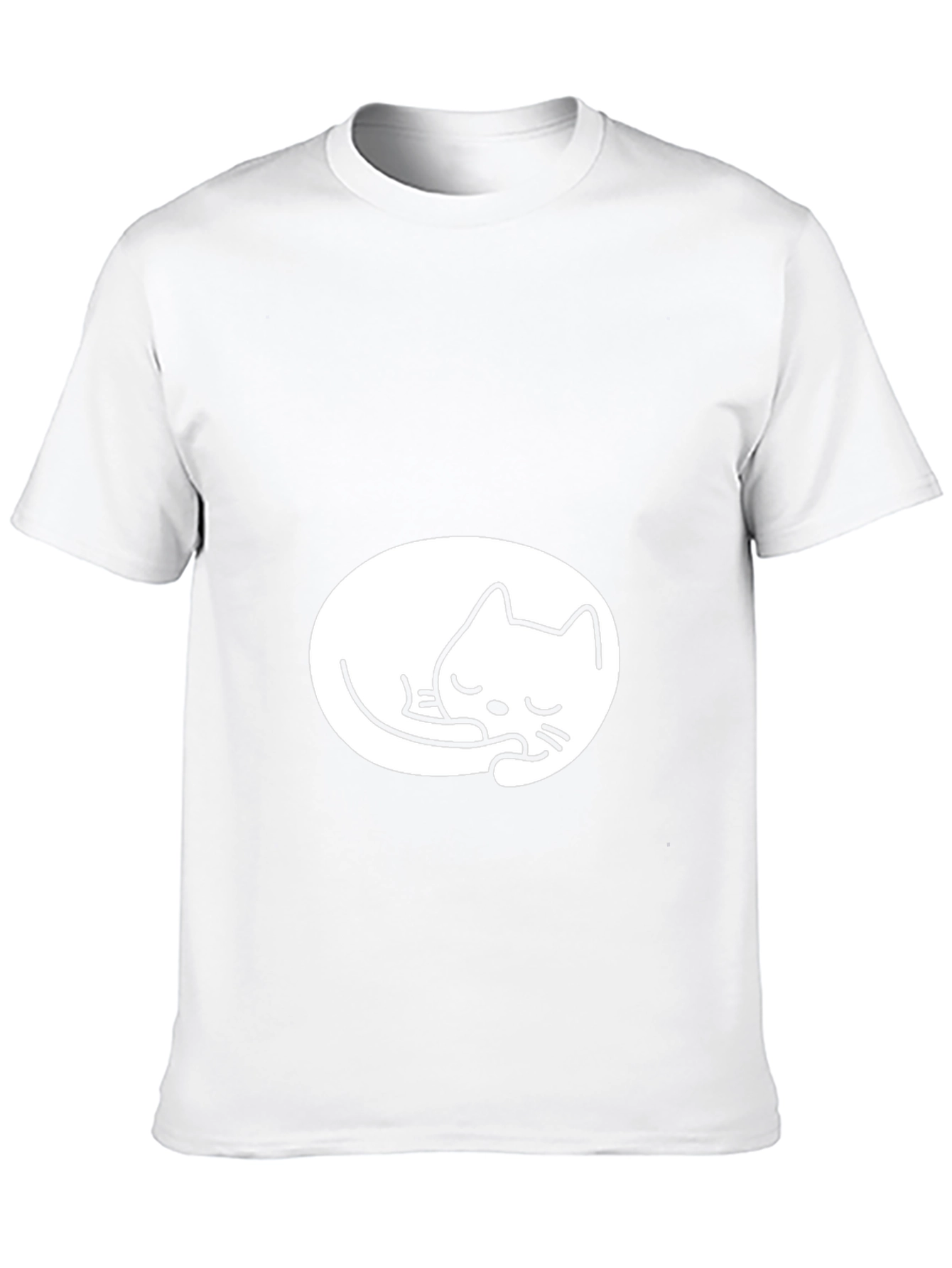 Black Tee with Cute Sleeping Cat Design