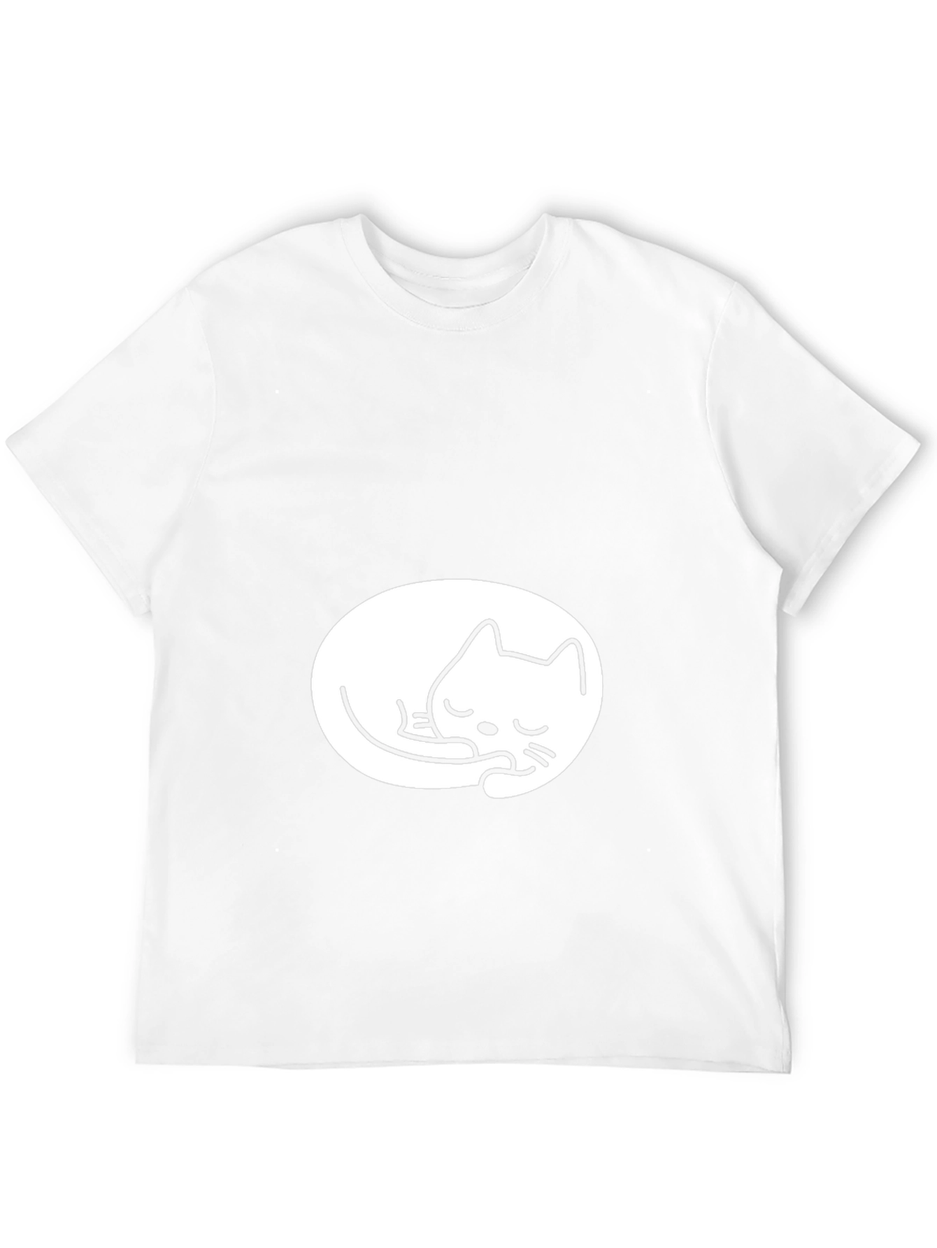 Black Tee with Cute Sleeping Cat Design
