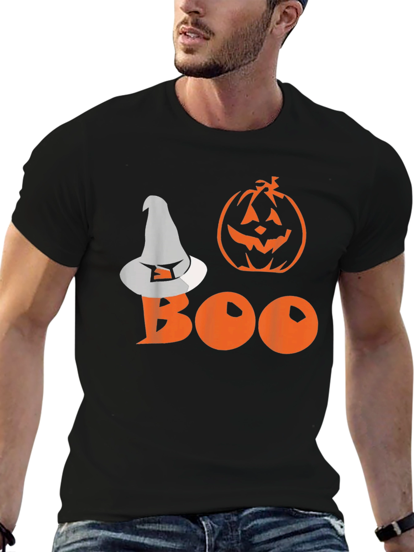 Halloween Boo T-Shirt - Witch Hat Pumpkin Tee