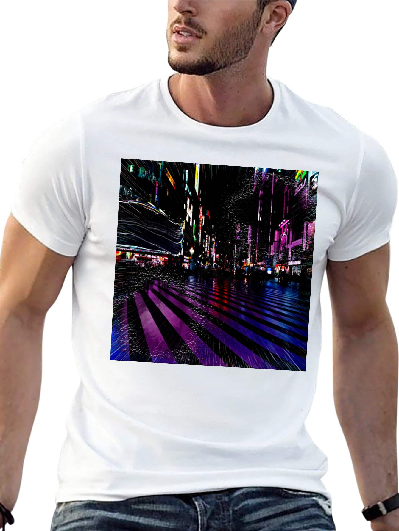 Neon Cityscape Graphic Tee