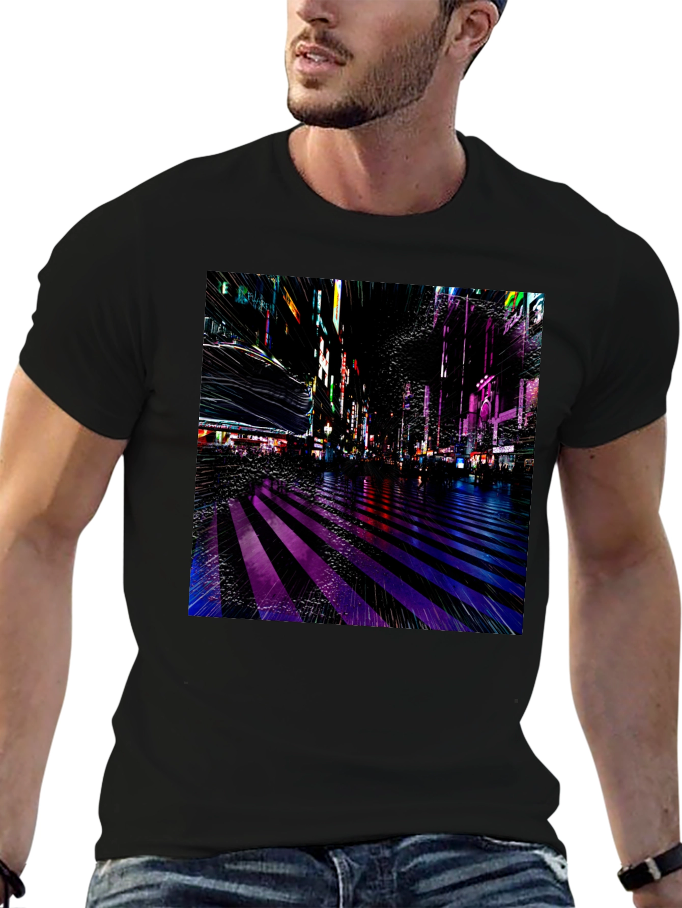 Neon Cityscape Graphic Tee