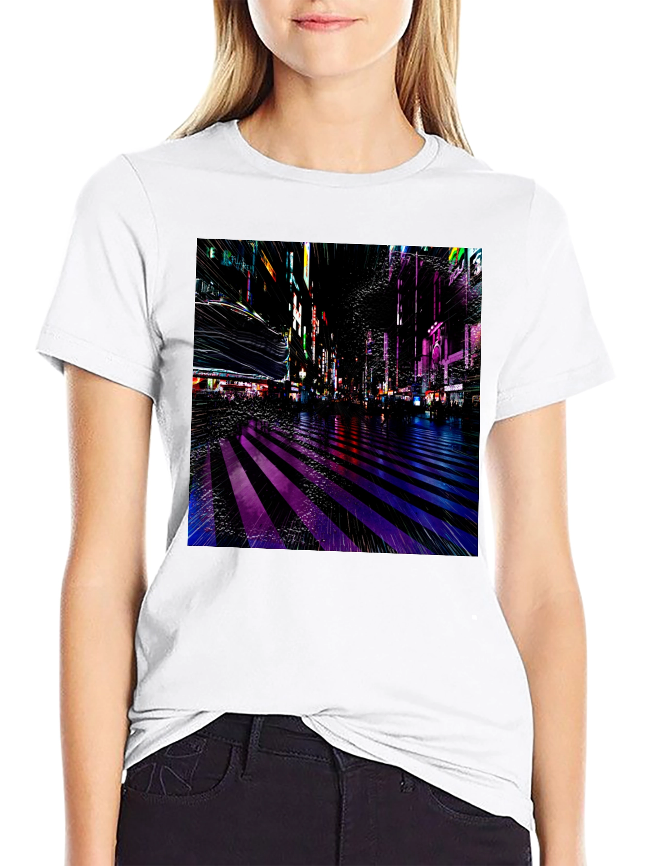 Neon Cityscape Graphic Tee