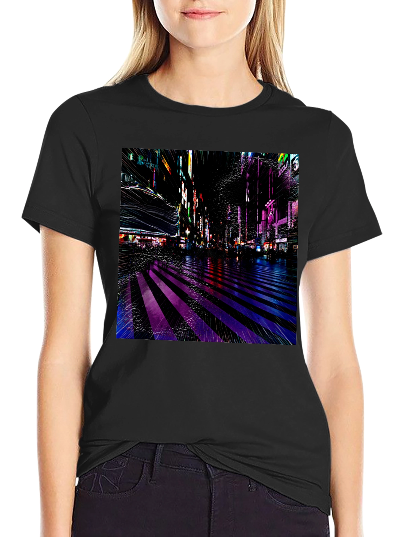 Neon Cityscape Graphic Tee