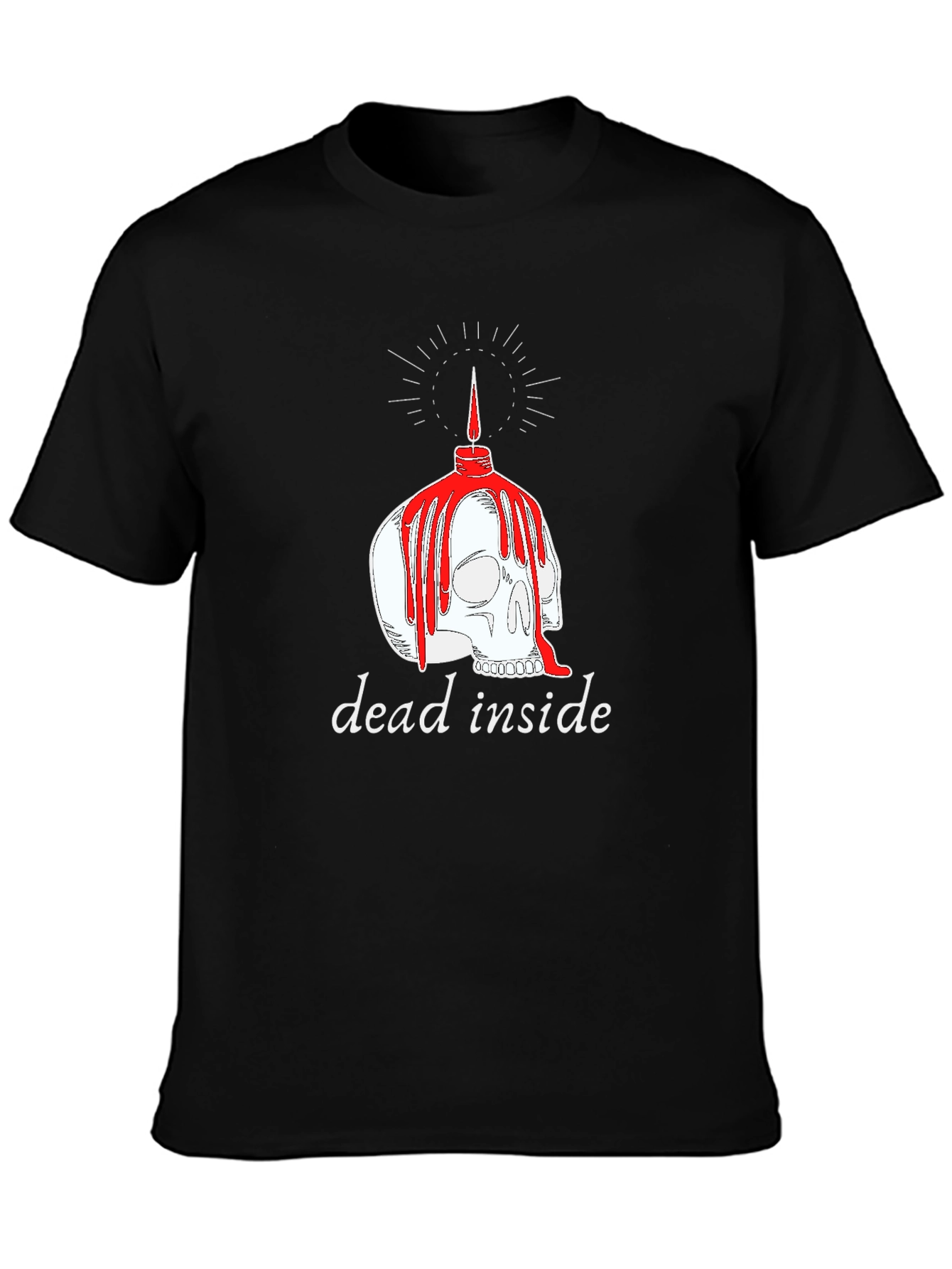 Dead Inside Skull Candle Graphic T-Shirt