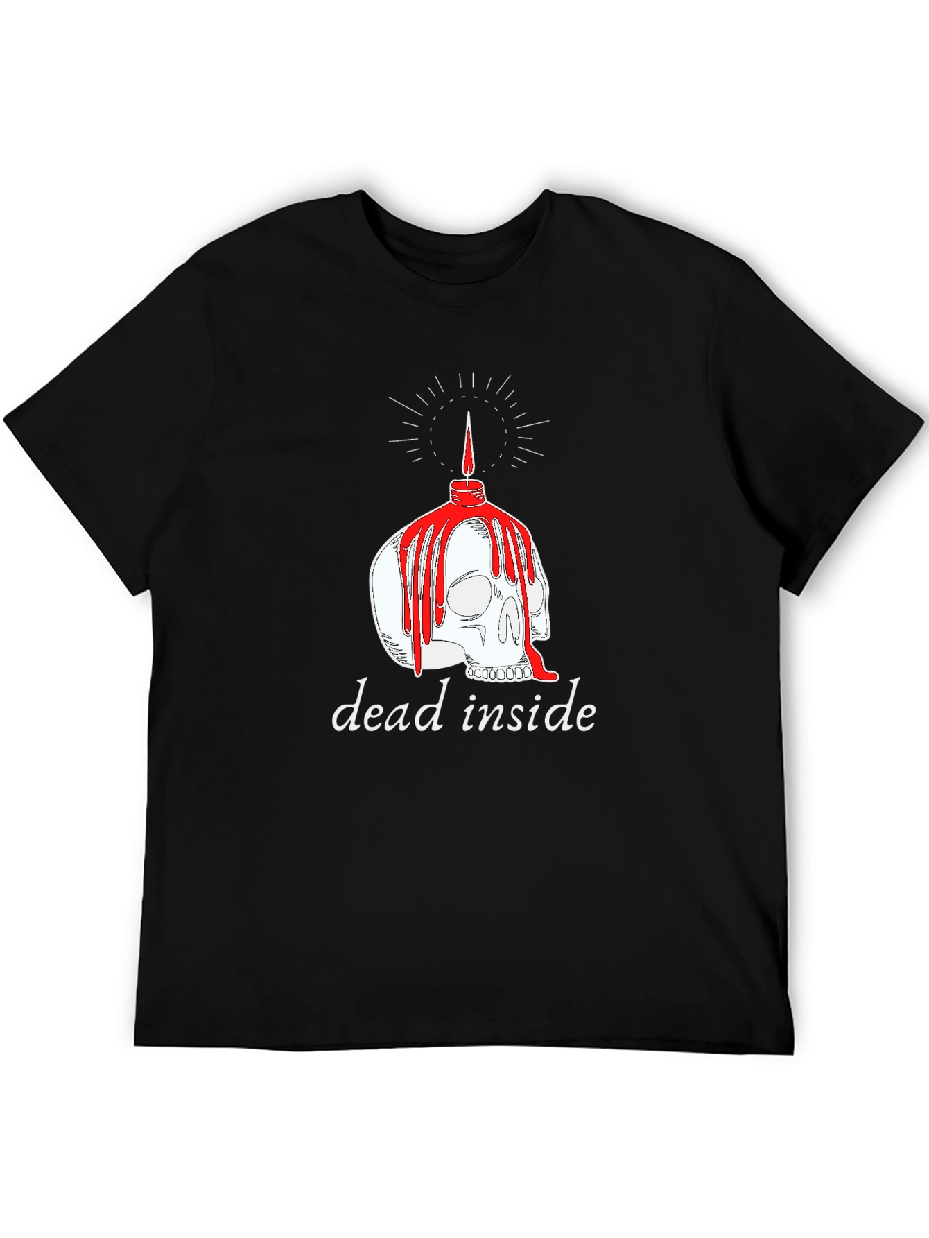 Dead Inside Skull Candle Graphic T-Shirt