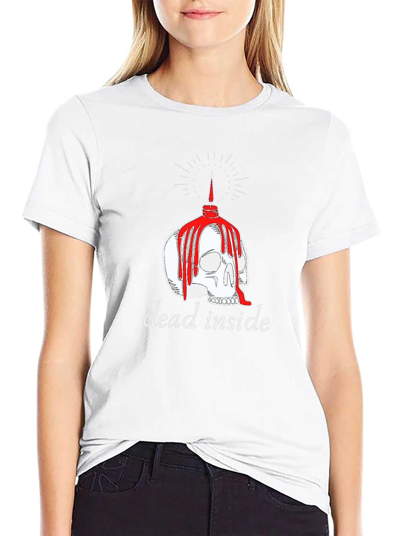 Dead Inside Skull Candle Graphic T-Shirt