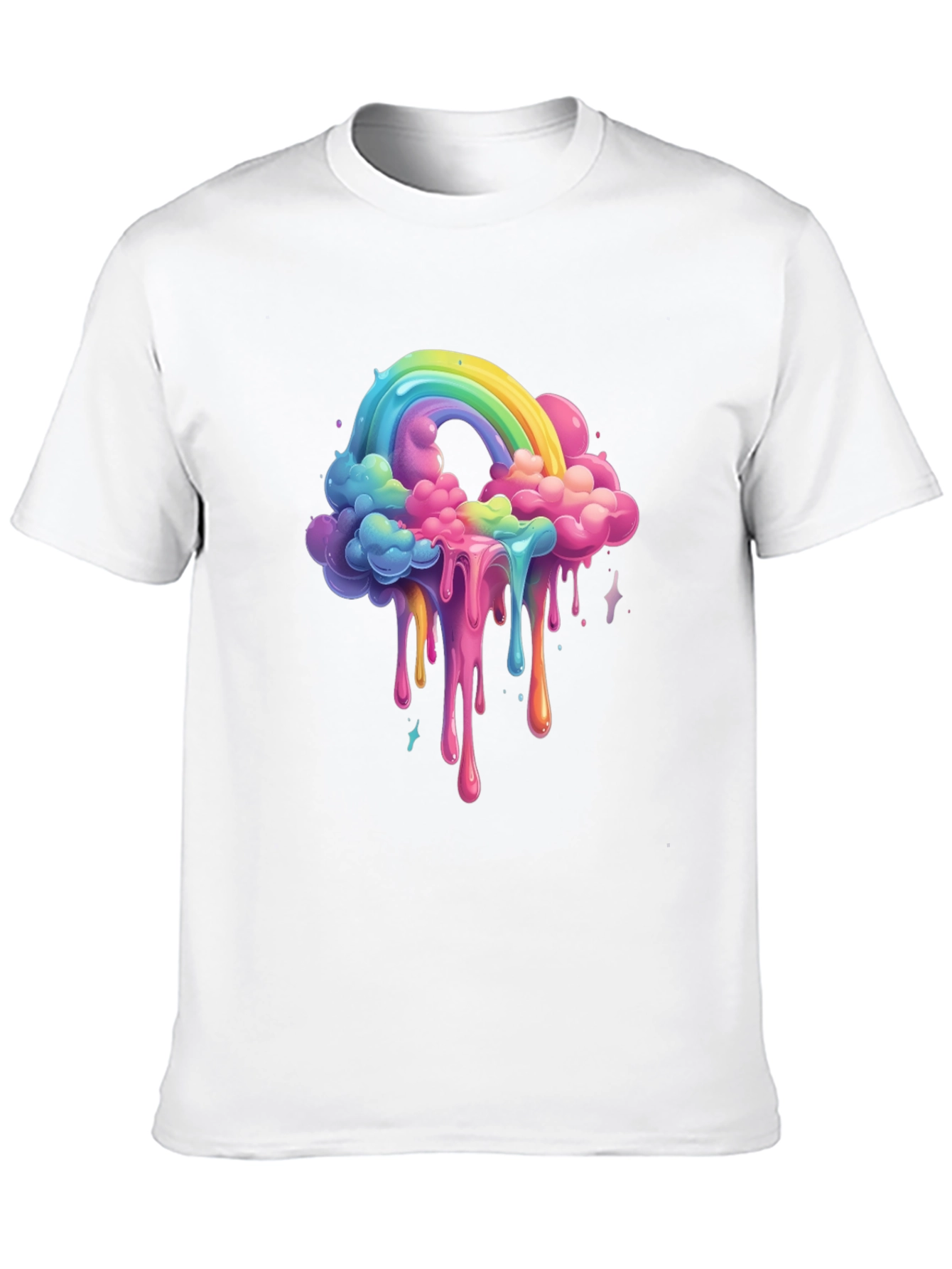 Rainbow Drip Graphic Tee - Unique Cloud Design