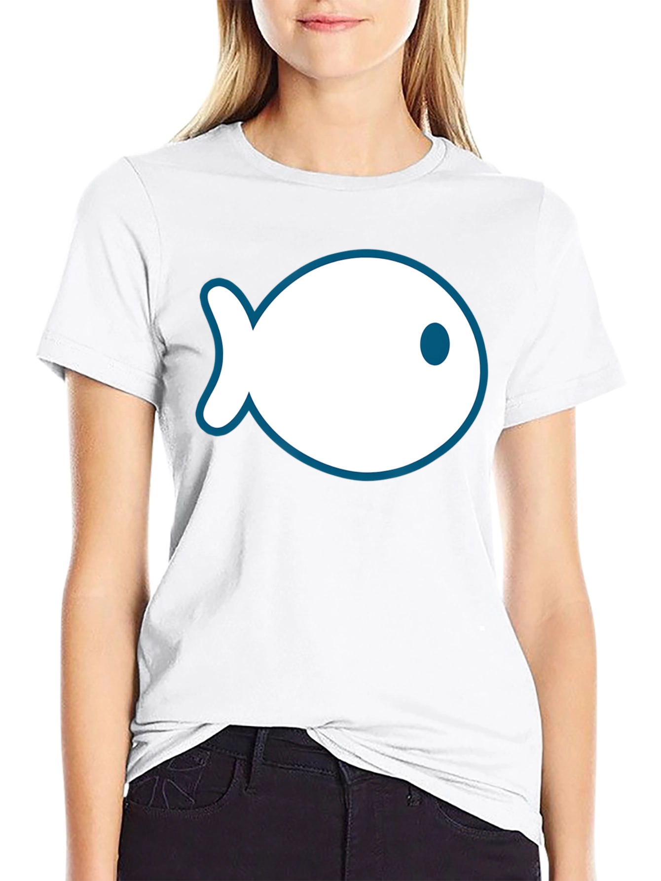 Fish Outline Graphic Tee - Black