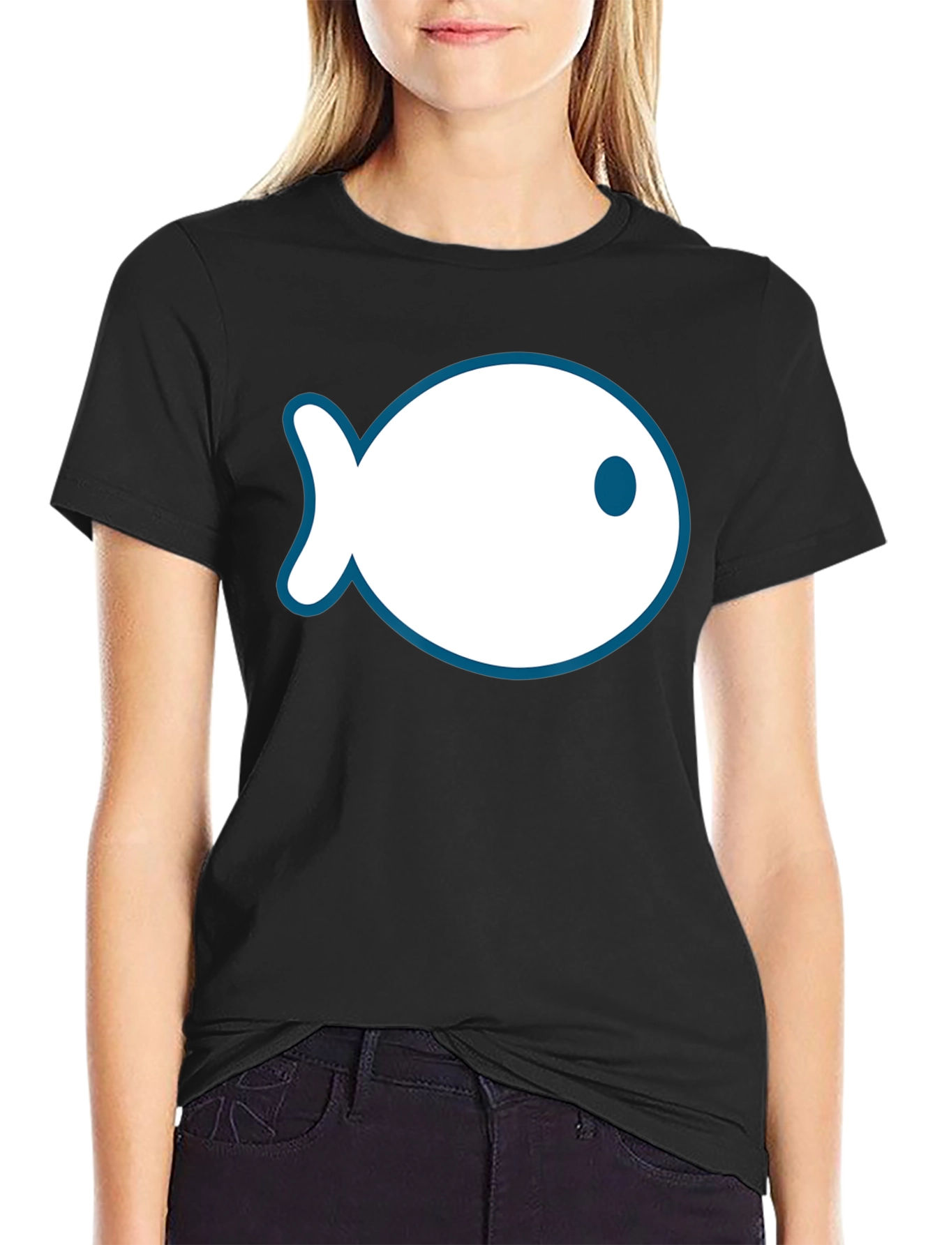 Fish Outline Graphic Tee - Black