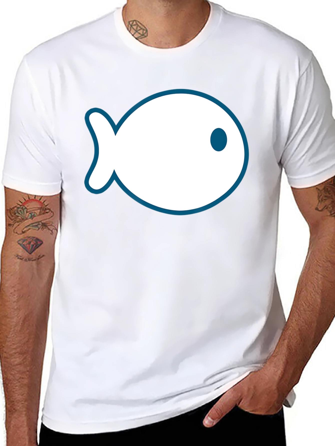 Fish Outline Graphic Tee - Black
