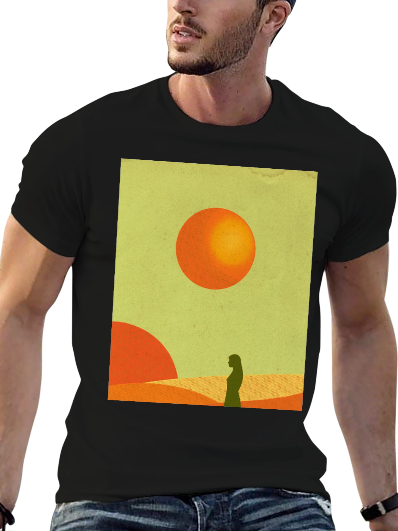 Desert Silhouette Graphic Tee - Modern Art T-Shirt