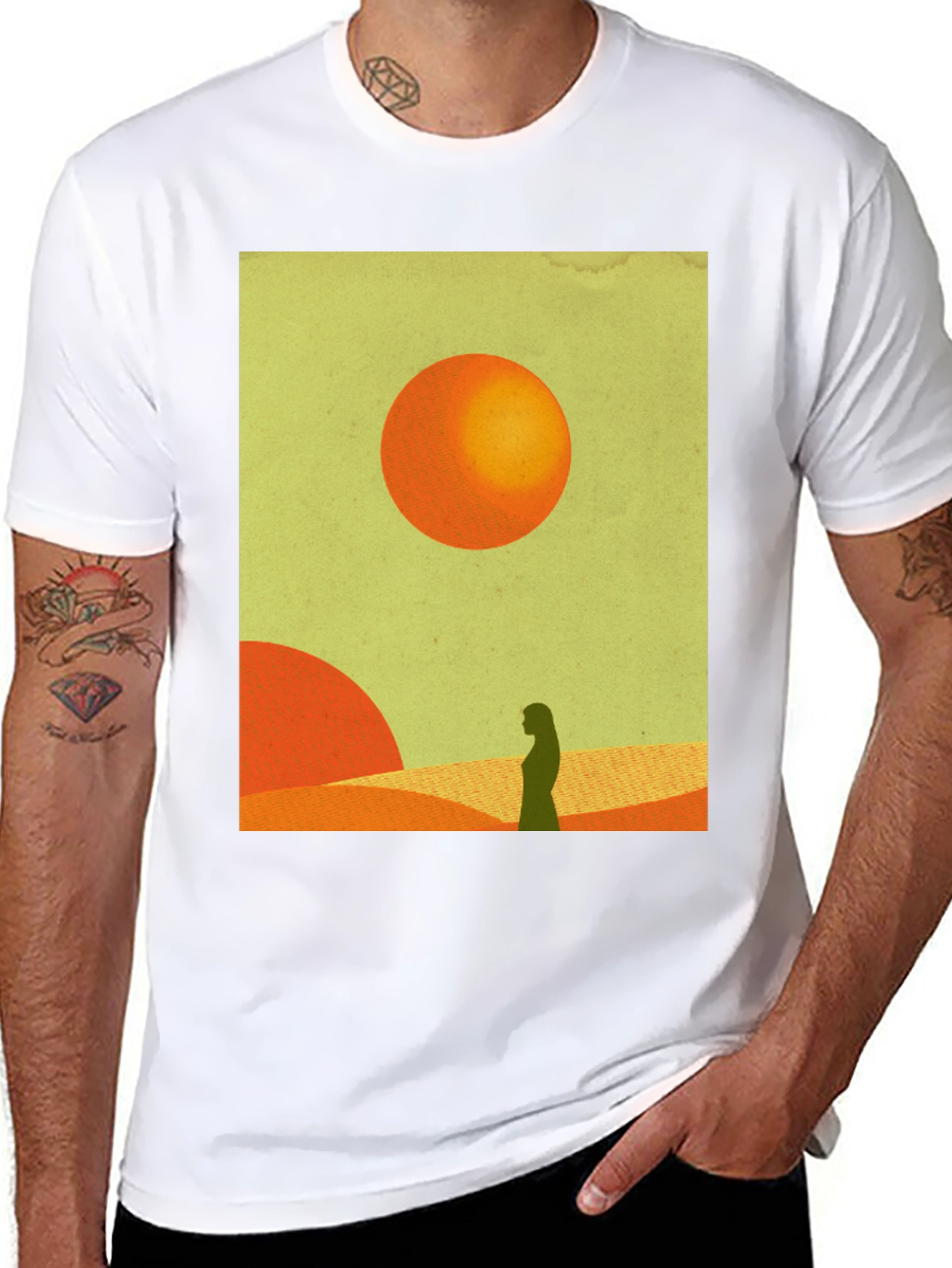 Desert Silhouette Graphic Tee - Modern Art T-Shirt