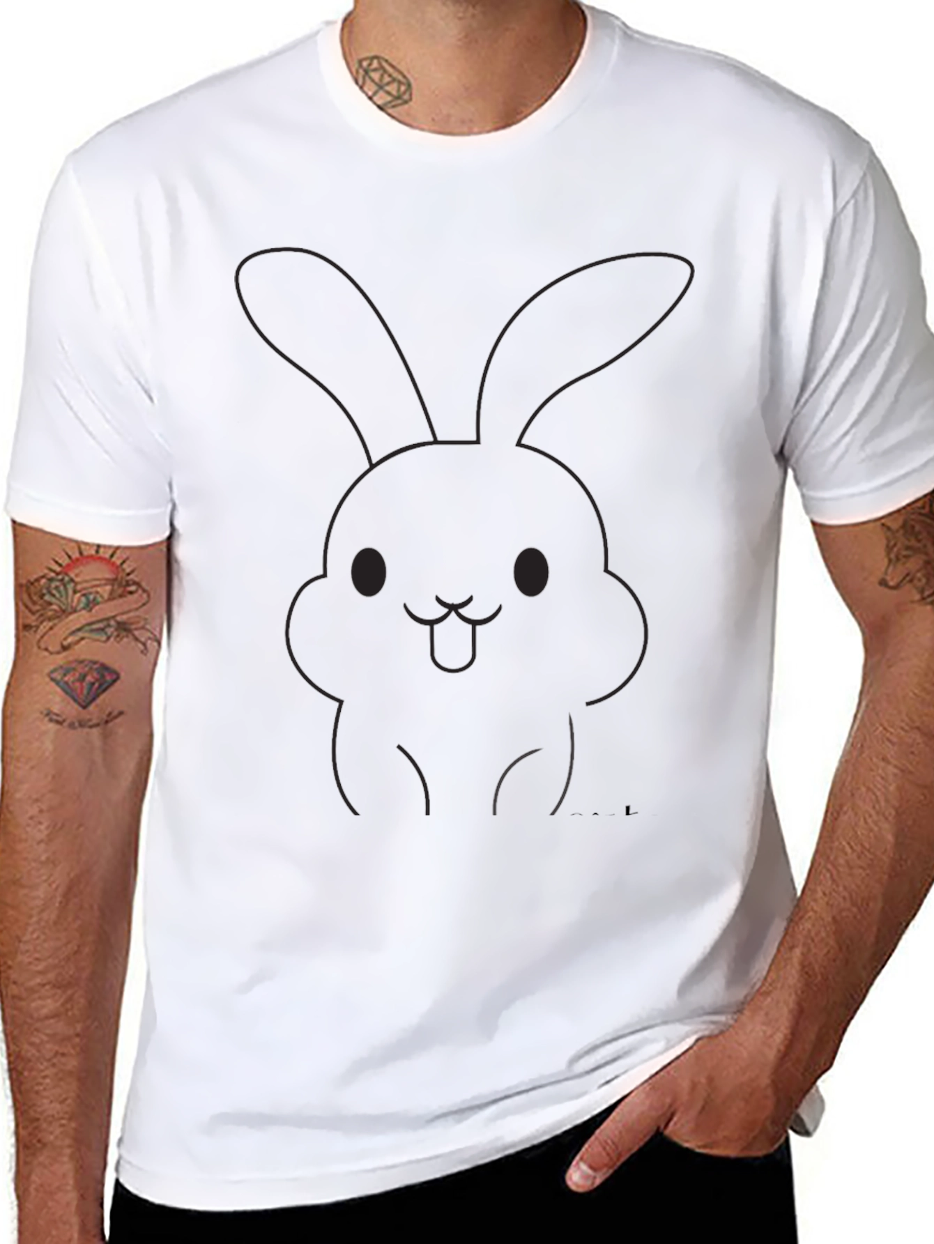 Cute Bunny Graphic T-Shirt - Casual Black Tee