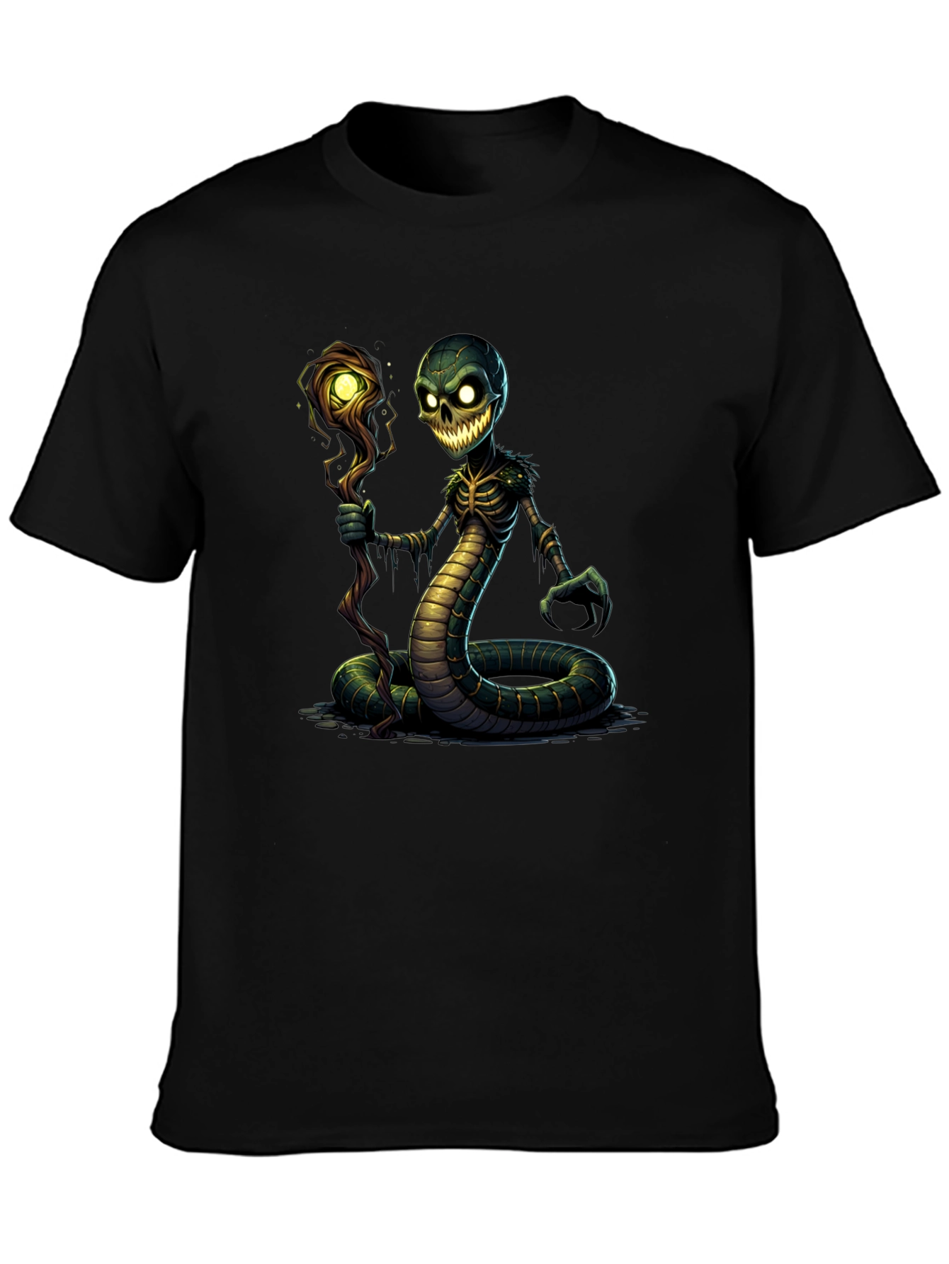 Creepy Snake Skeleton Sorcerer Graphic Tee
