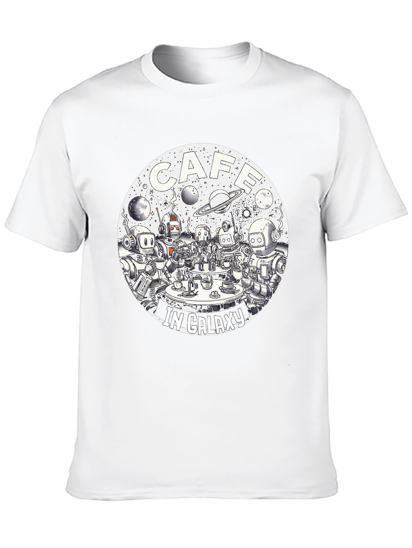 Cafe in Galaxy Black Graphic T-Shirt
