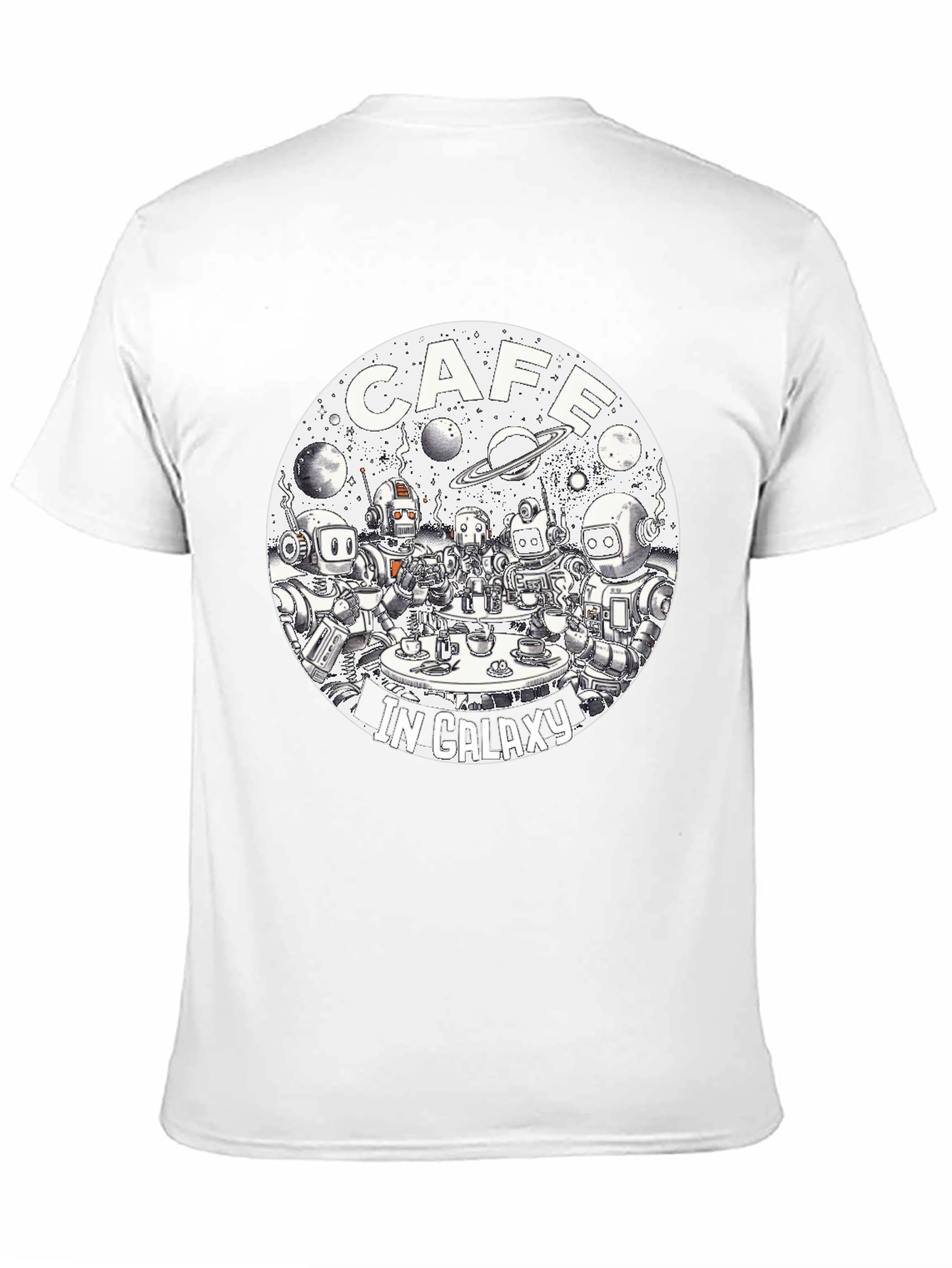 Cafe in Galaxy Black Graphic T-Shirt