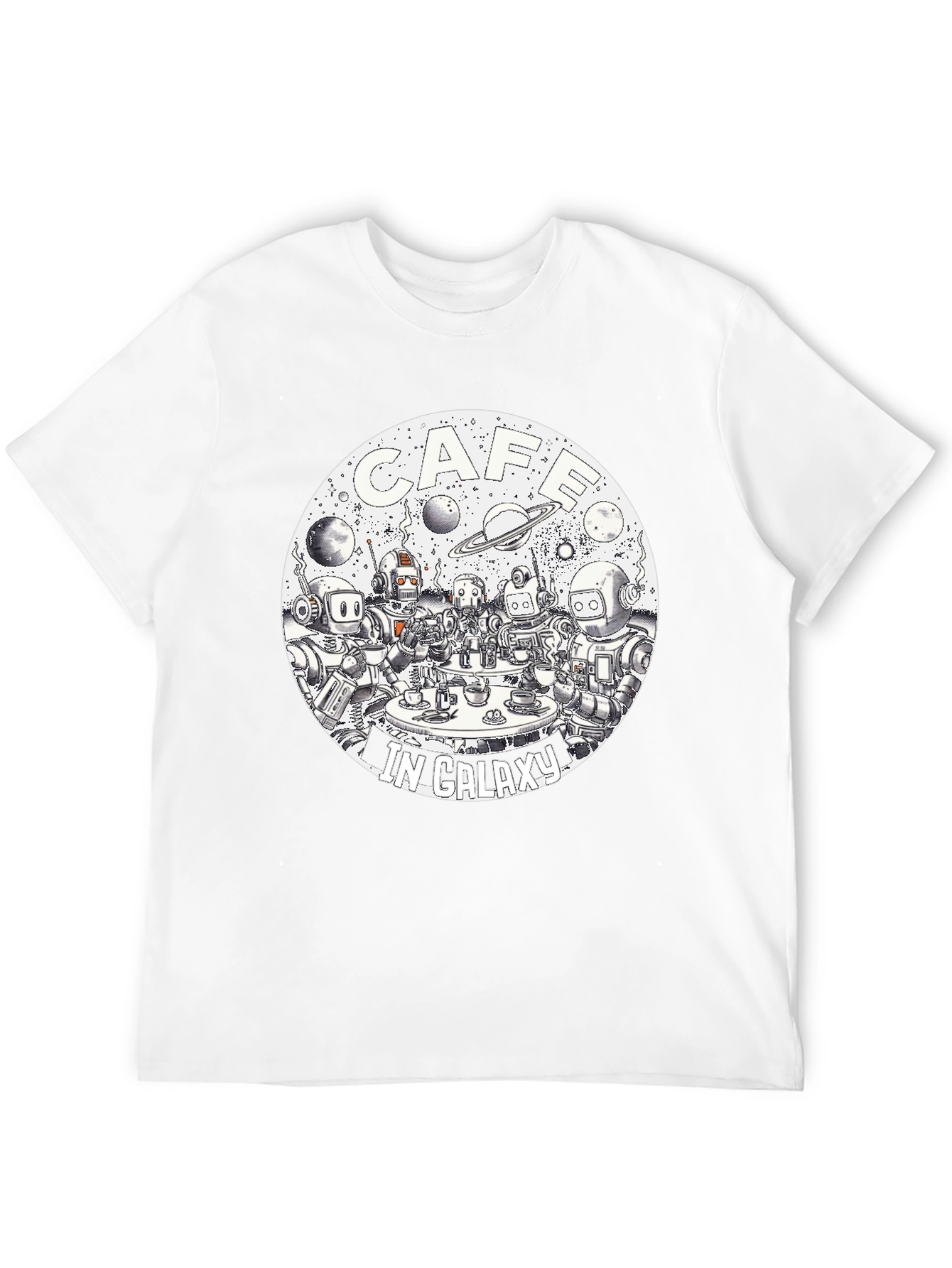 Cafe in Galaxy Black Graphic T-Shirt