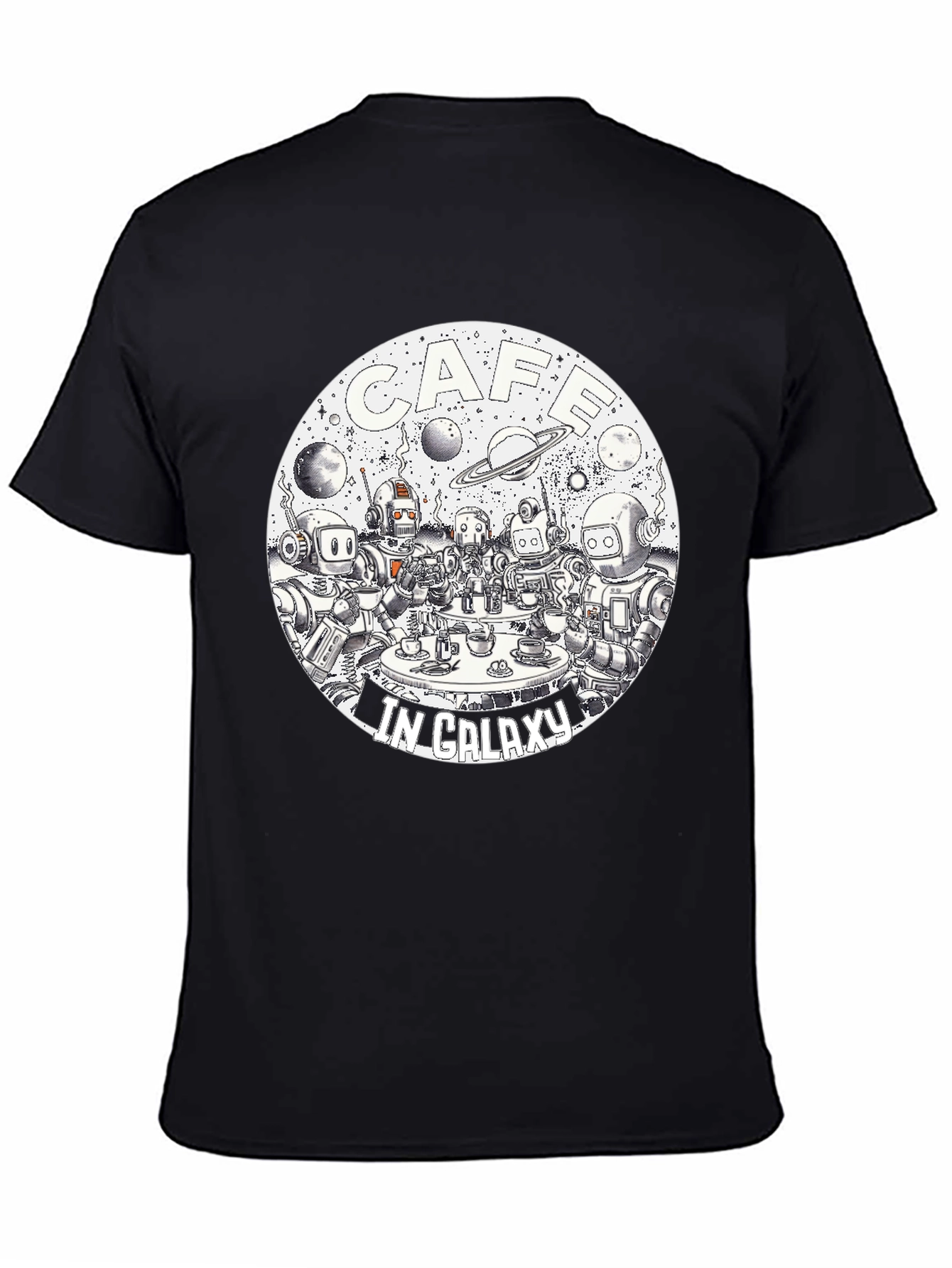 Cafe in Galaxy Black Graphic T-Shirt